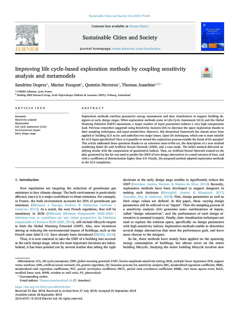 Improving life cycle-based exploration methods by coupling sensitivity analysis and metamodels