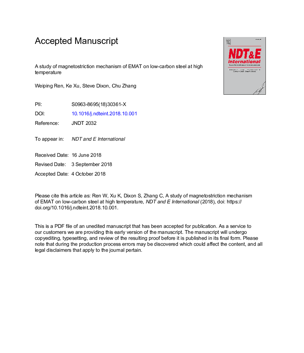 A study of magnetostriction mechanism of EMAT on low-carbon steel at high temperature