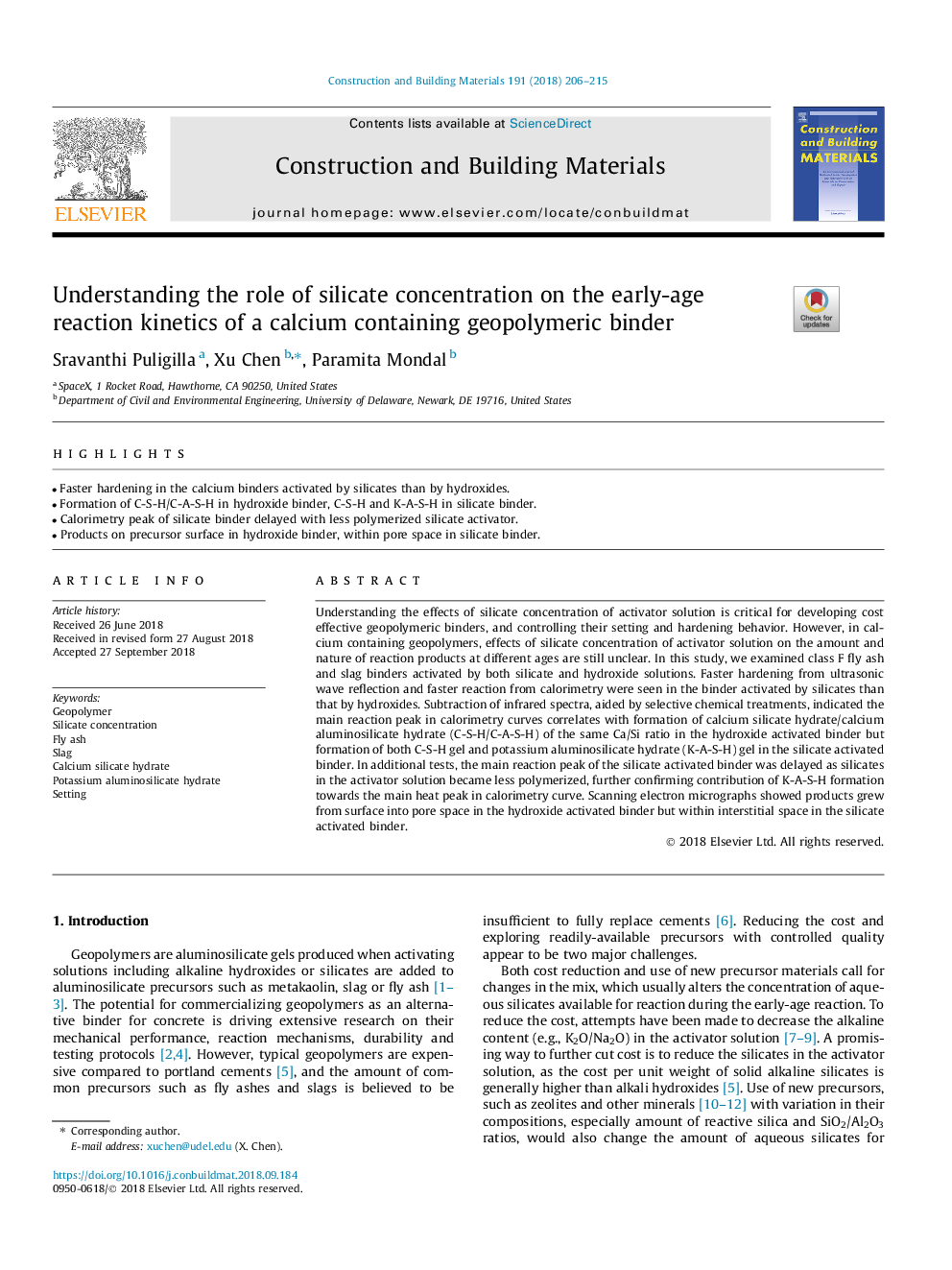 Understanding the role of silicate concentration on the early-age reaction kinetics of a calcium containing geopolymeric binder