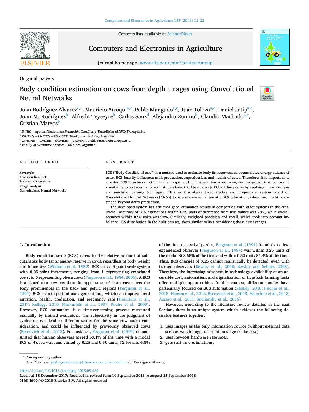 Body condition estimation on cows from depth images using Convolutional Neural Networks