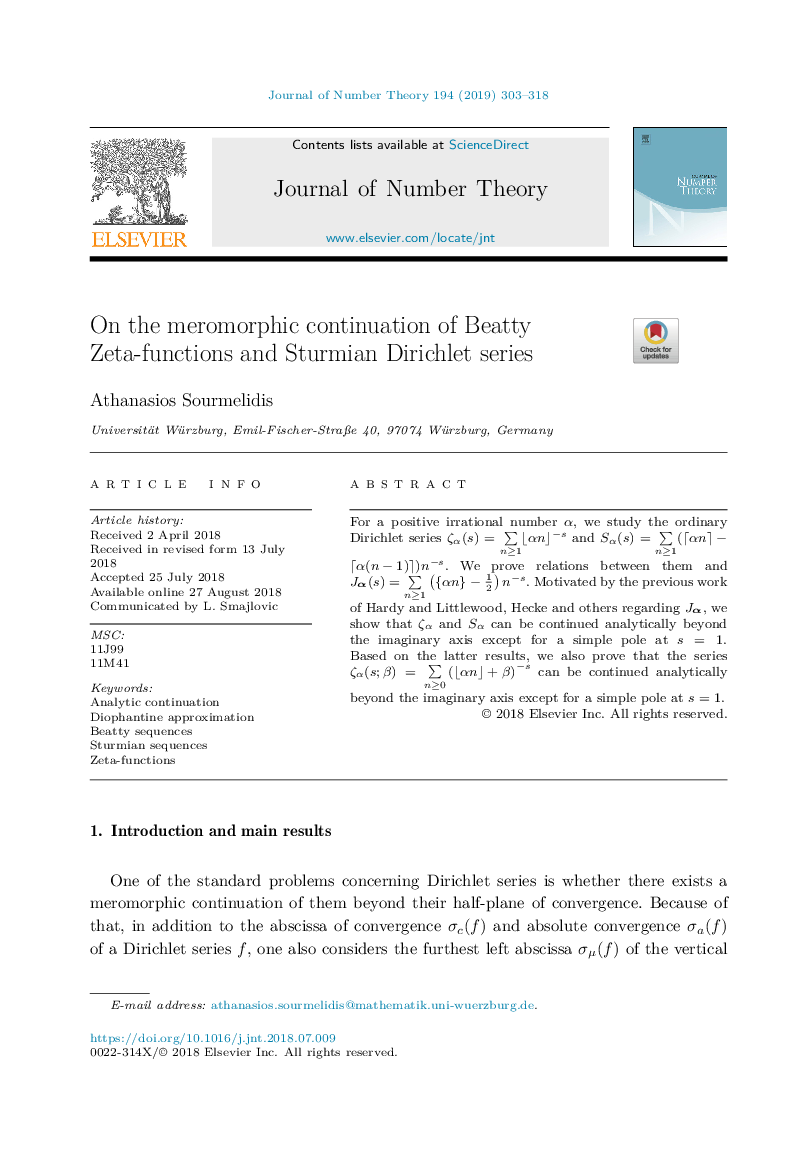 On the meromorphic continuation of Beatty Zeta-functions and Sturmian Dirichlet series