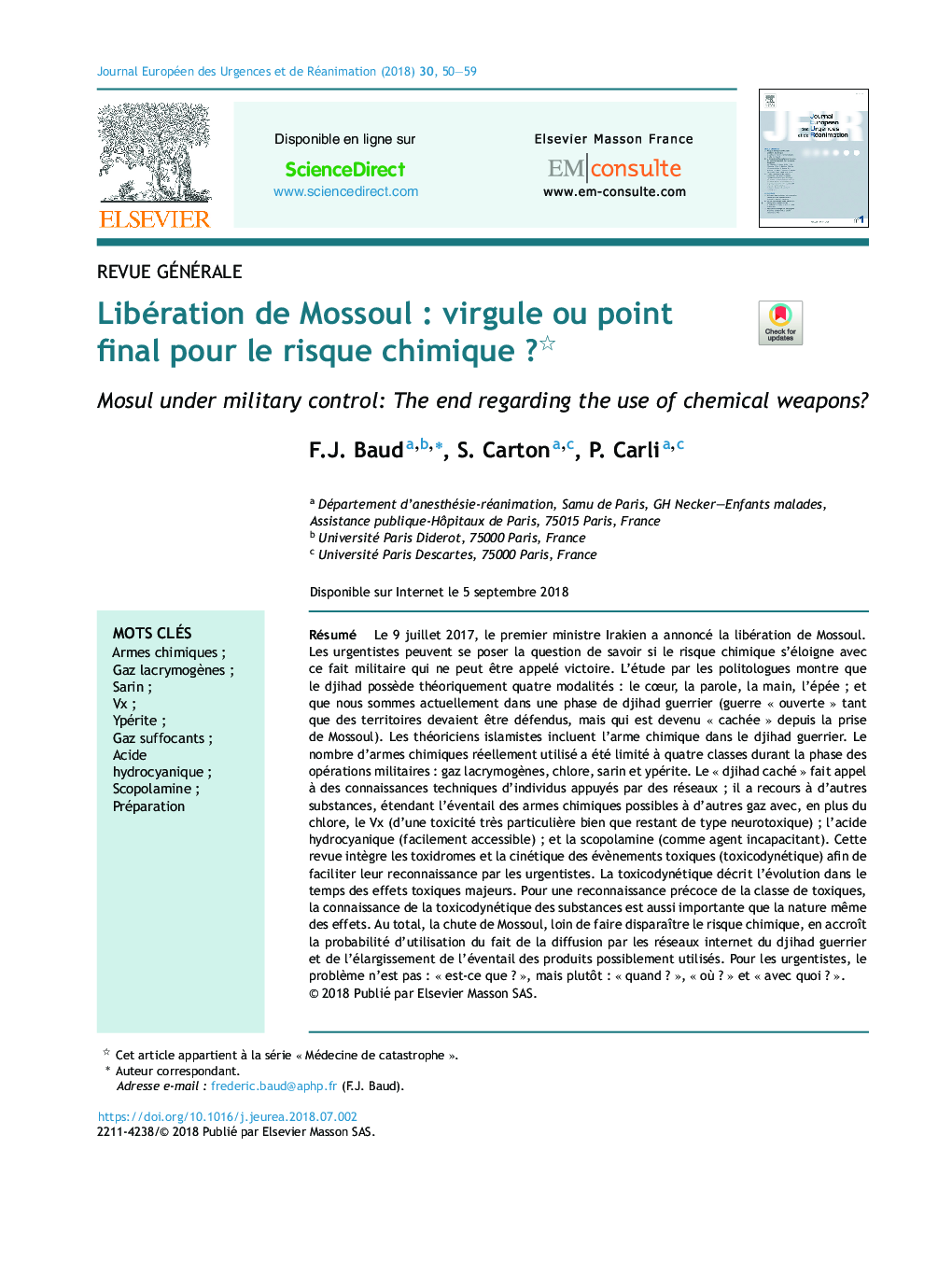 Libération de MossoulÂ : virgule ou point final pour le risque chimiqueÂ ?