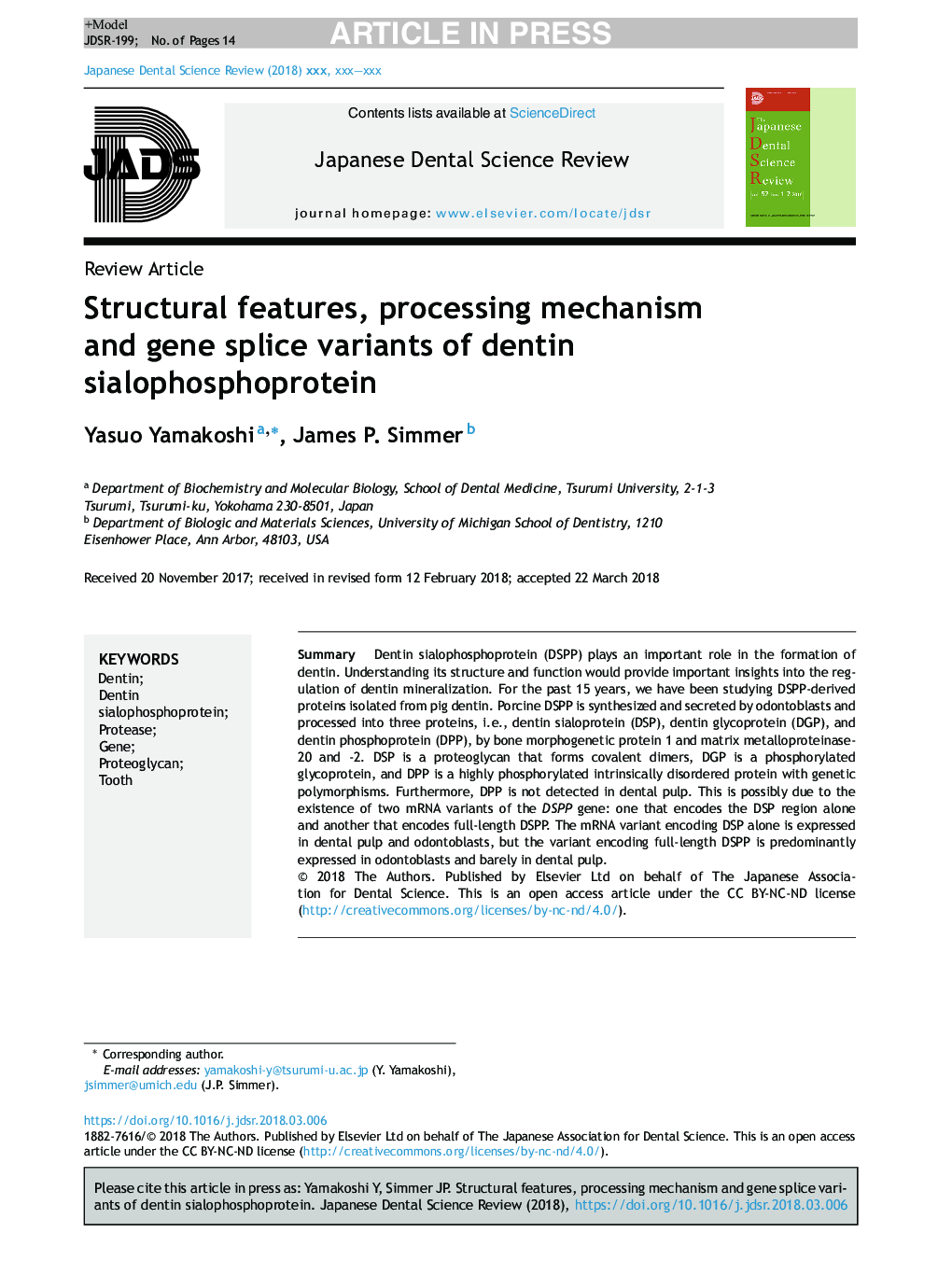 Structural features, processing mechanism and gene splice variants of dentin sialophosphoprotein
