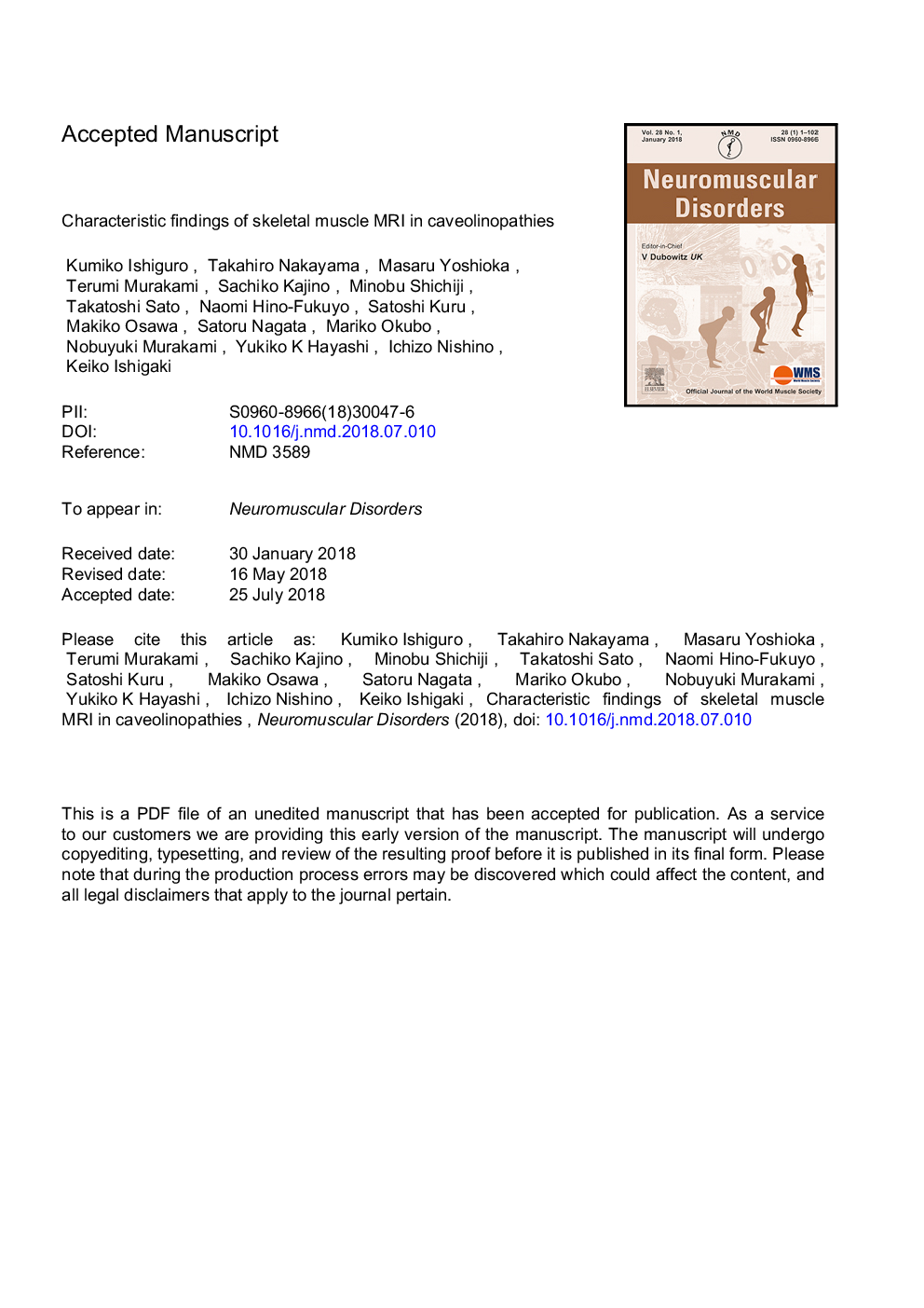 Characteristic findings of skeletal muscle MRI in caveolinopathies