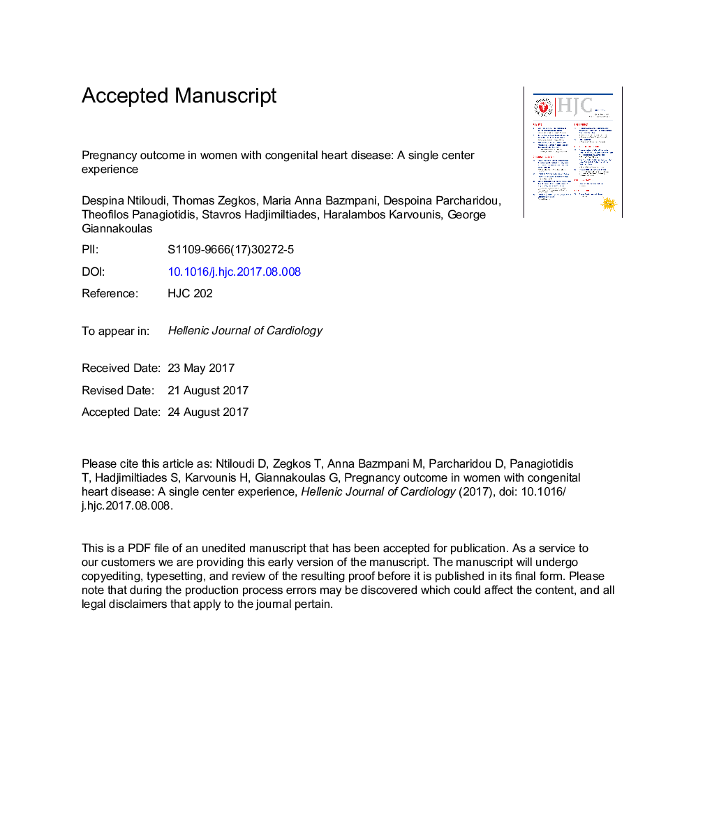 Pregnancy outcome in women with congenital heart disease: A single-center experience