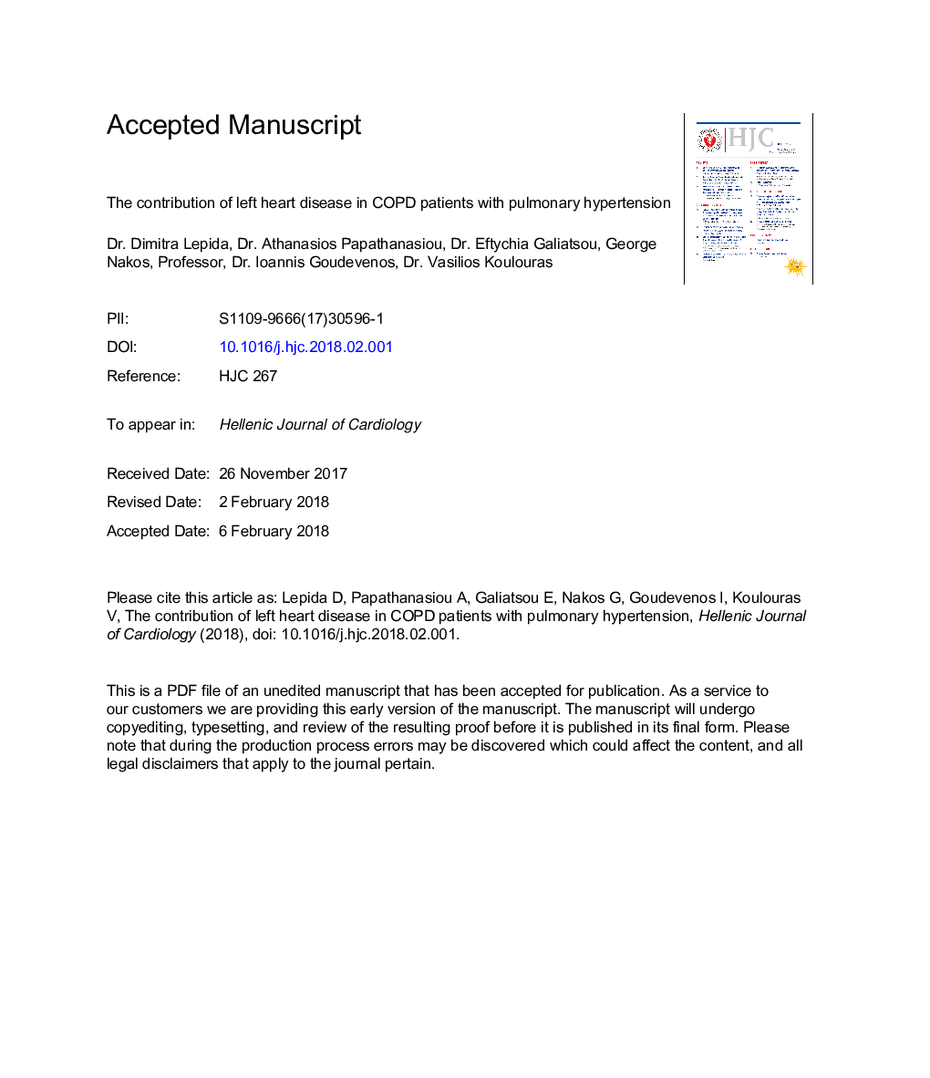 The contribution of left heart disease in COPD patients with pulmonary hypertension