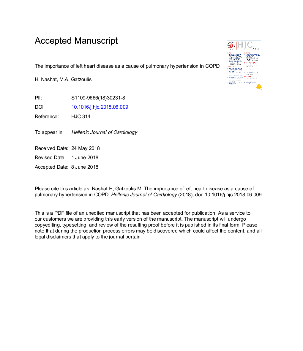 The importance of left heart disease as a cause of pulmonary hypertension in COPD