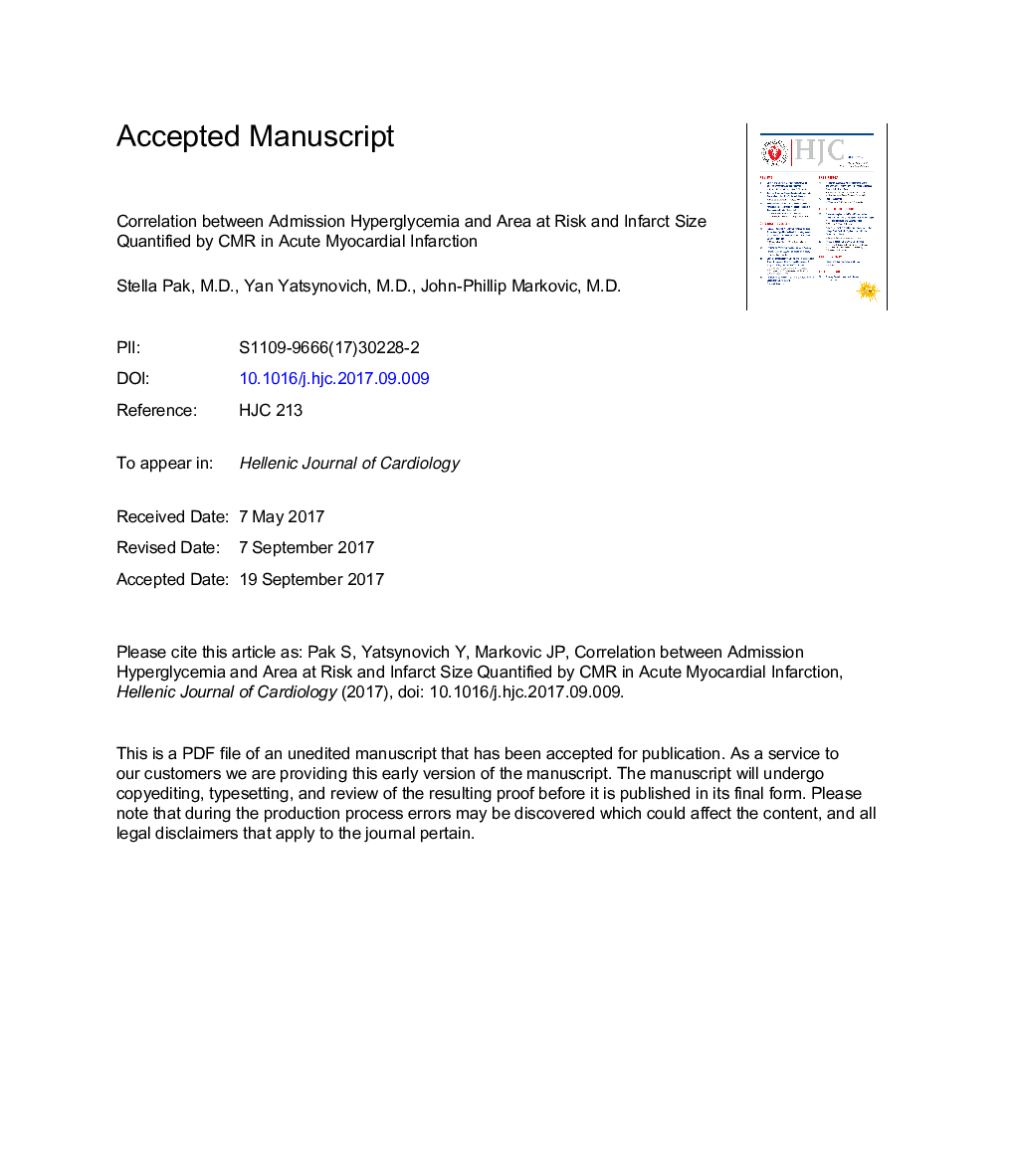 A meta-analysis on the correlation between admission hyperglycemia and myocardial infarct size on CMRI