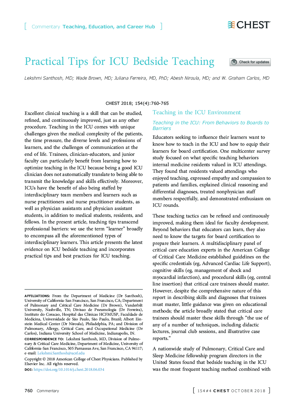 Practical Tips for ICU Bedside Teaching