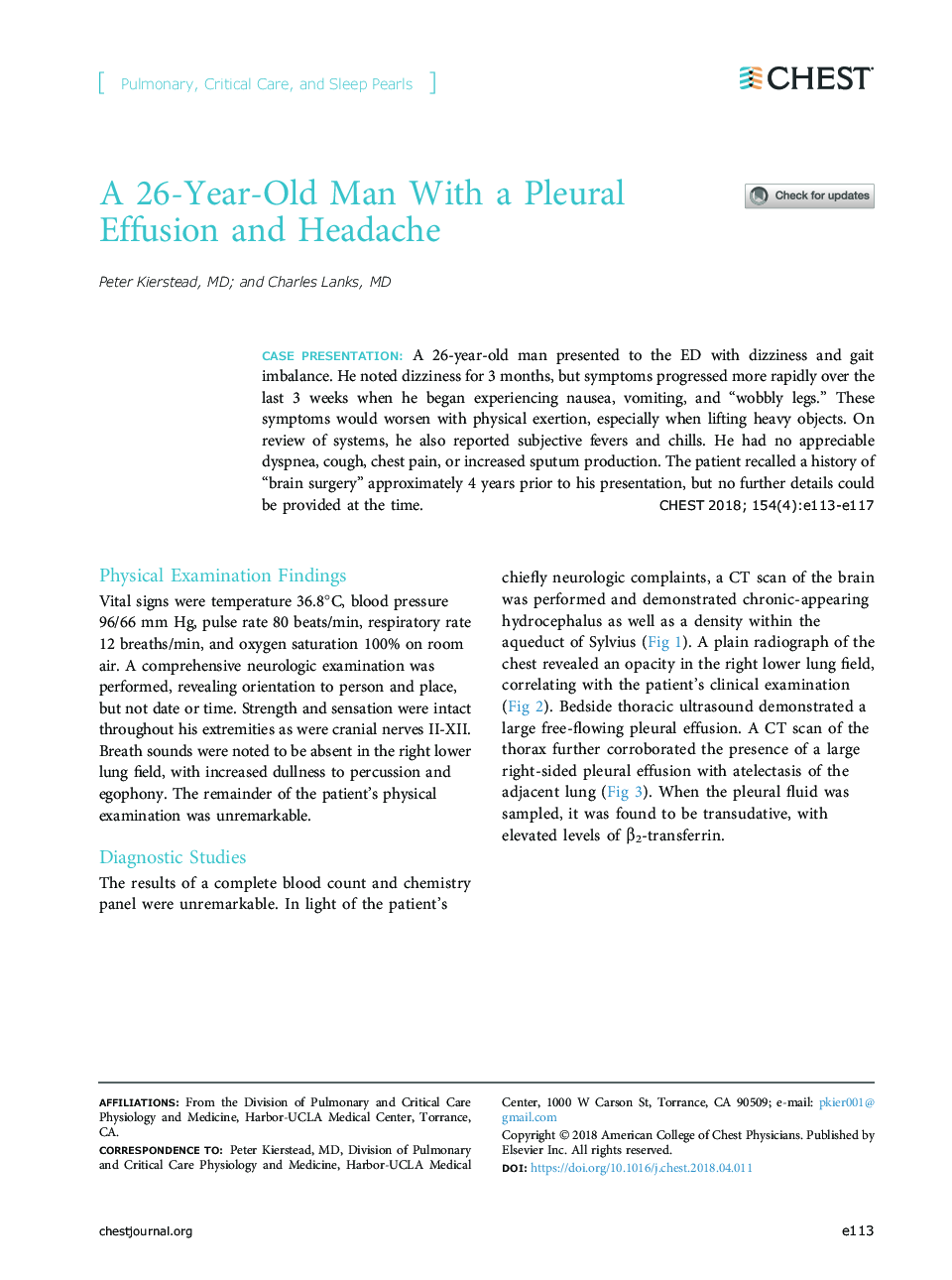 A 26-Year-Old Man With a Pleural Effusion and Headache