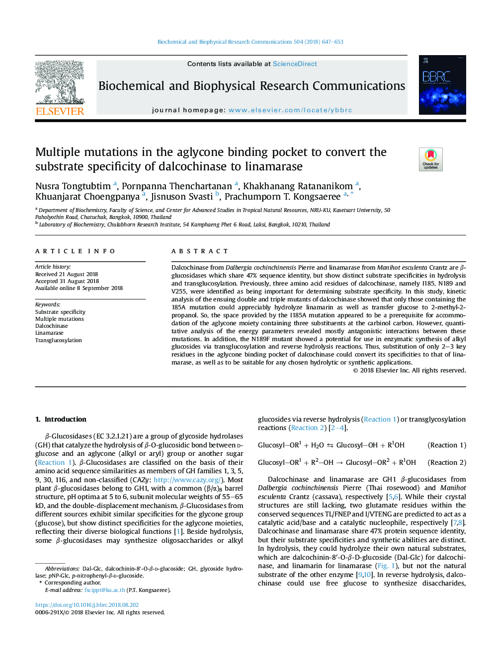 Multiple mutations in the aglycone binding pocket to convert the substrate specificity of dalcochinase to linamarase