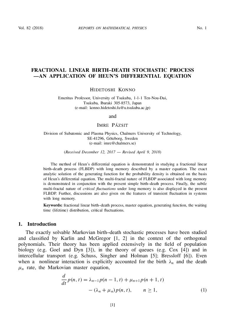 Fractional Linear Birth-Death Stochastic Process-An Application of Heun's Differential Equation