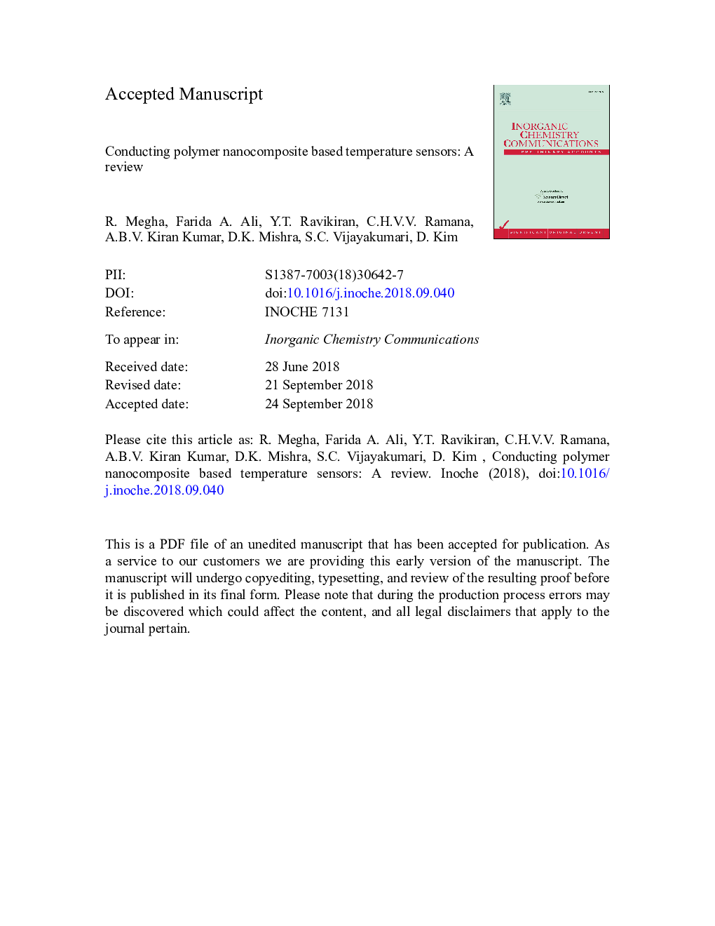 Conducting polymer nanocomposite based temperature sensors: A review