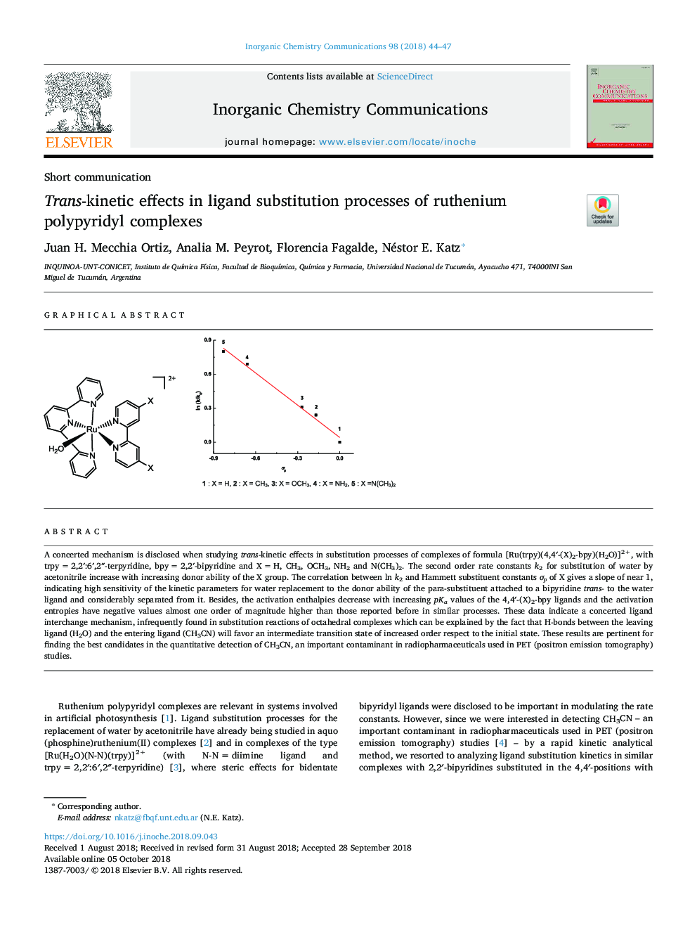 اثرات ترانکینتیک در فرایندهای جایگزینی لیگاند پالپیریدیل روتنیم