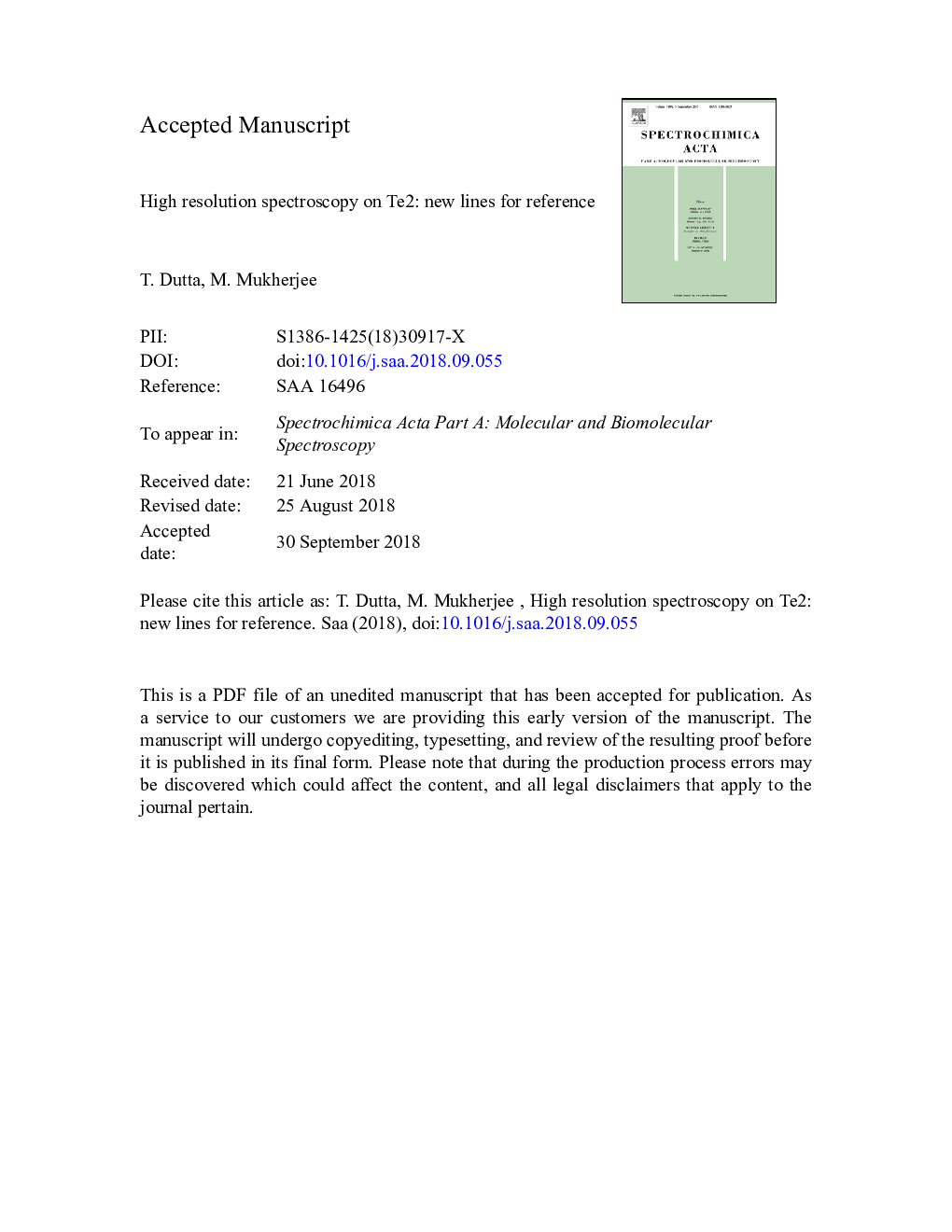 High resolution spectroscopy on Te2: New lines for reference