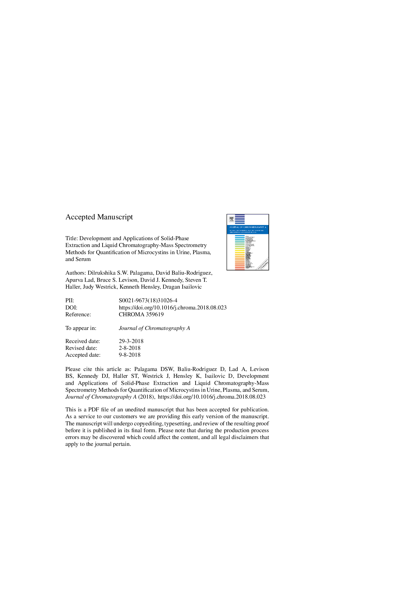 Development and applications of solid-phase extraction and liquid chromatography-mass spectrometry methods for quantification of microcystins in urine, plasma, and serum