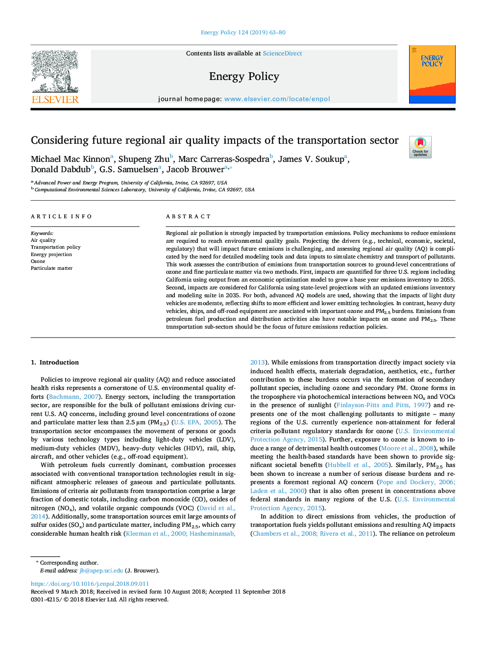 Considering future regional air quality impacts of the transportation sector