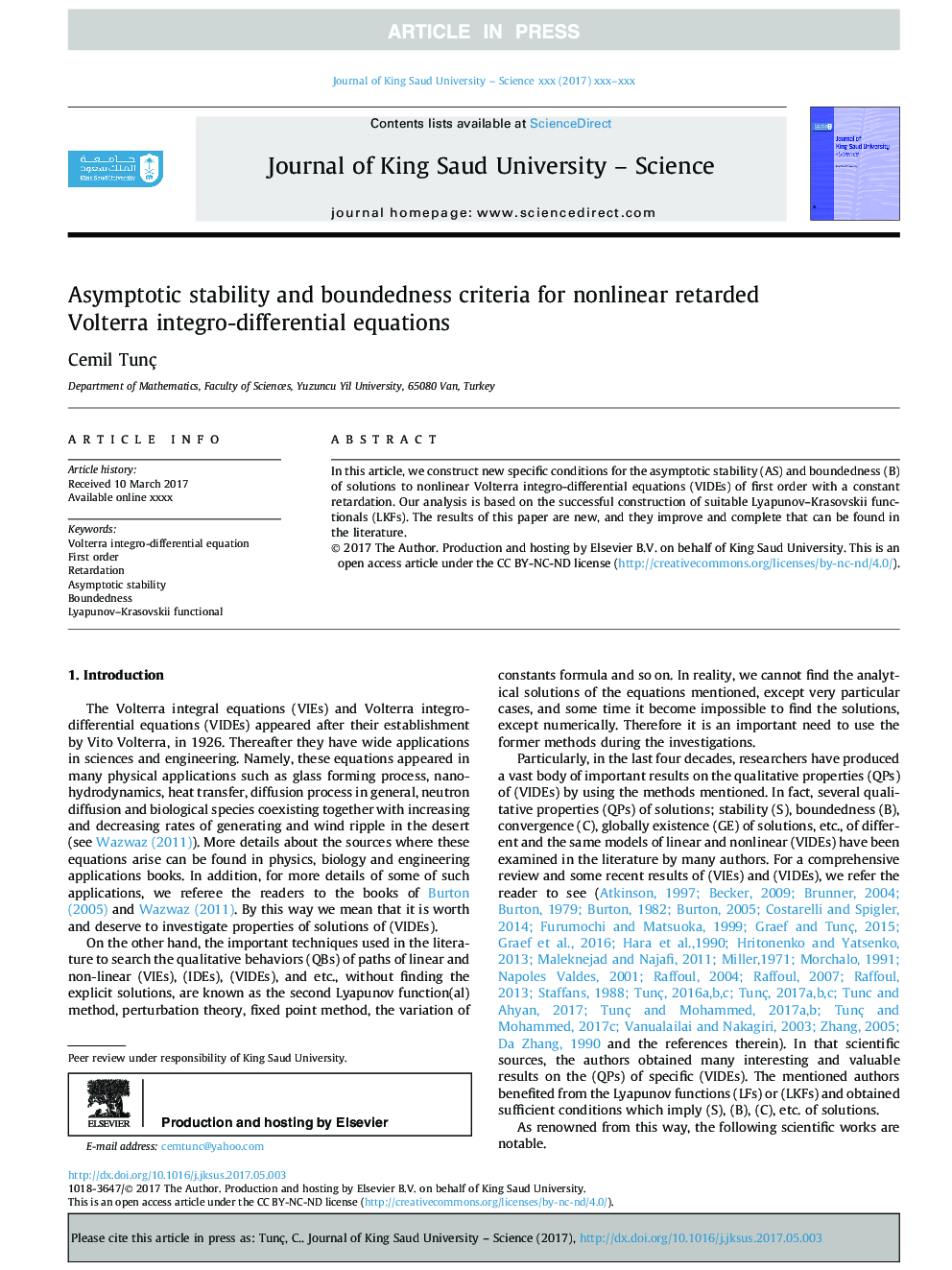 Asymptotic stability and boundedness criteria for nonlinear retarded Volterra integro-differential equations