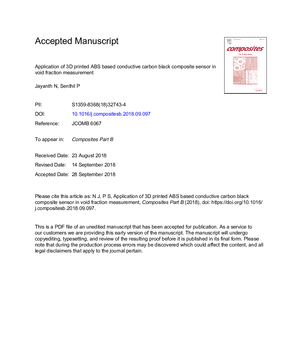 Application of 3D printed ABS based conductive carbon black composite sensor in void fraction measurement