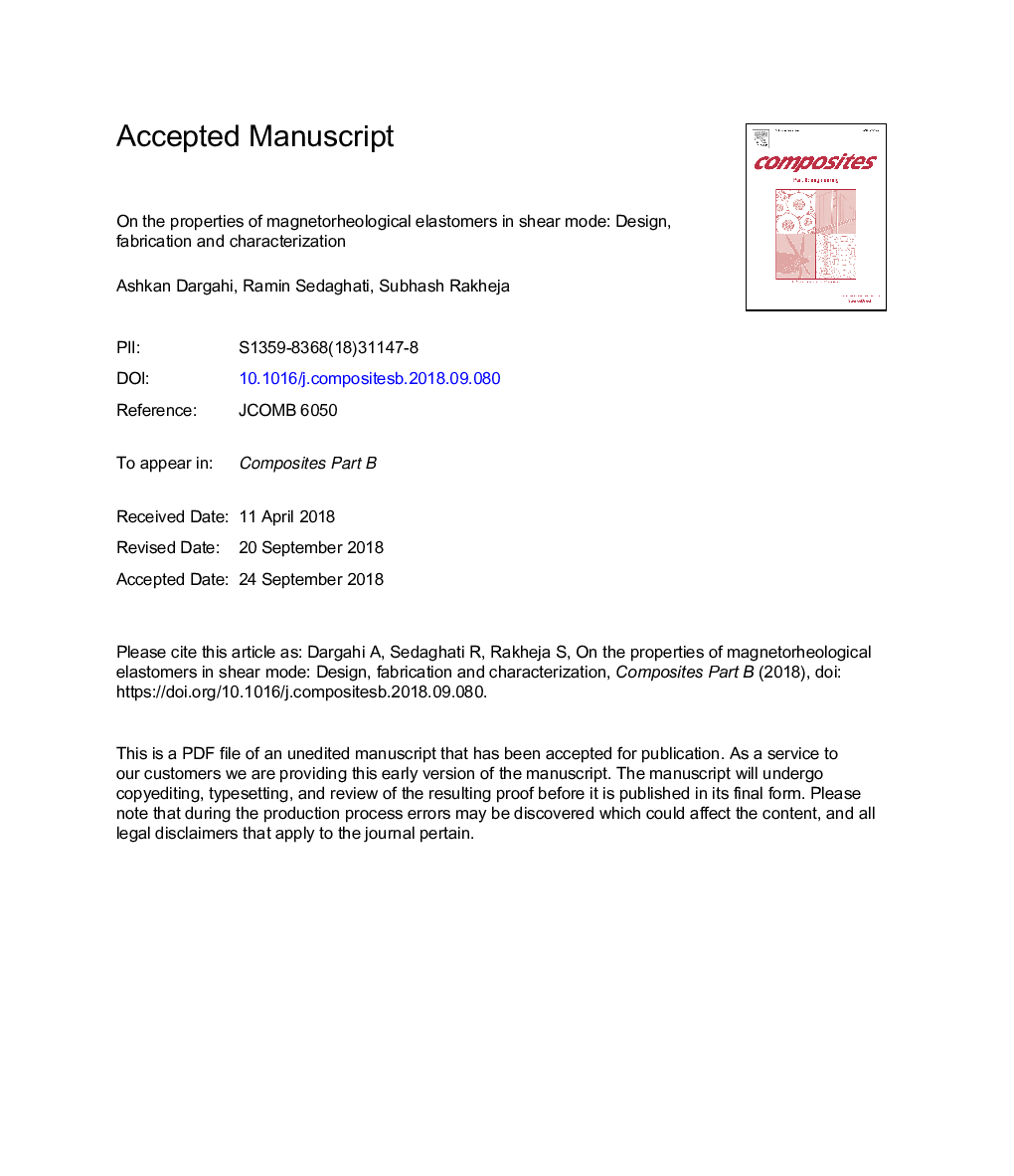 On the properties of magnetorheological elastomers in shear mode: Design, fabrication and characterization