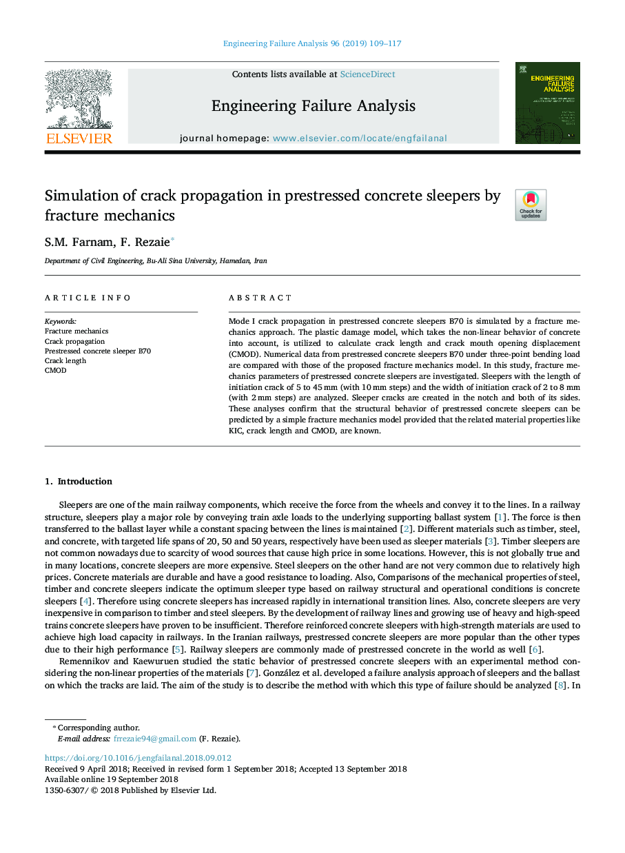 Simulation of crack propagation in prestressed concrete sleepers by fracture mechanics