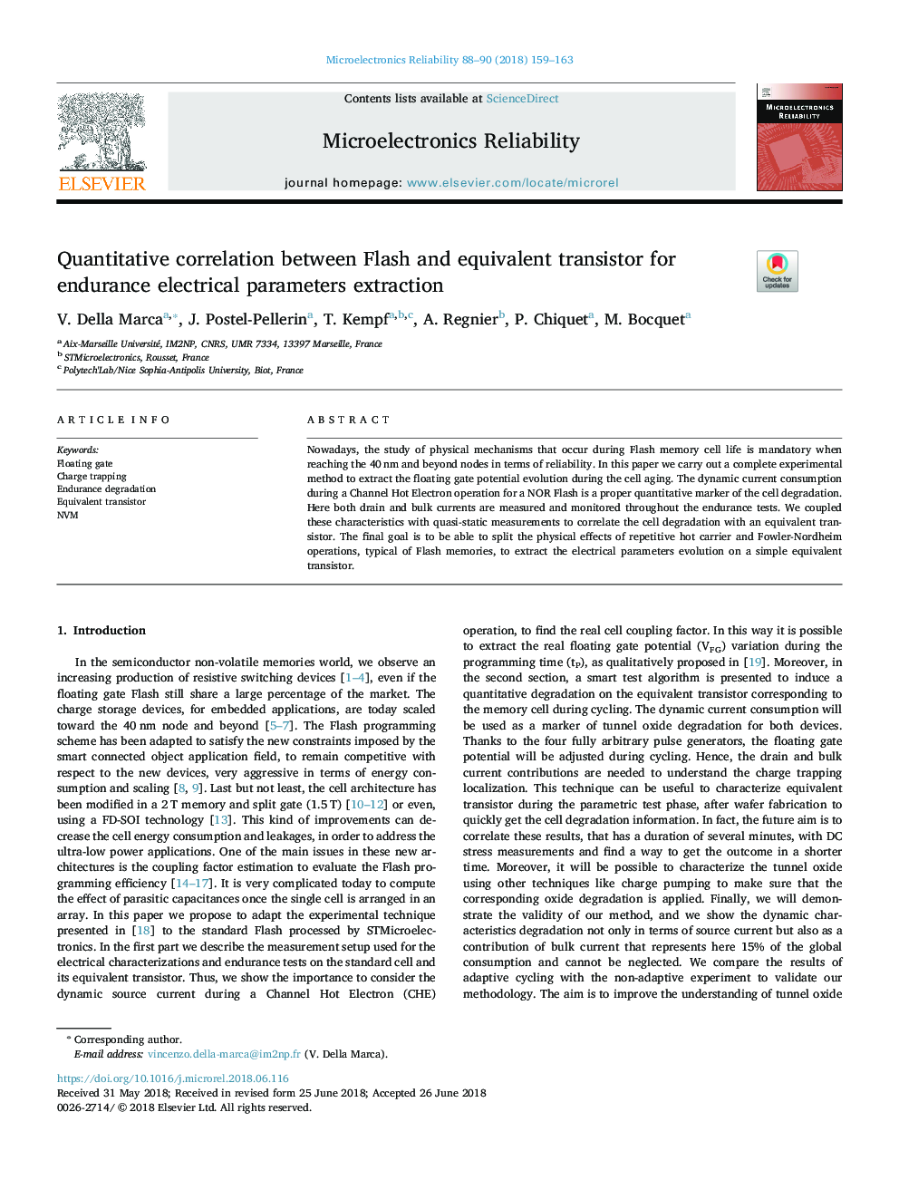 Quantitative correlation between Flash and equivalent transistor for endurance electrical parameters extraction