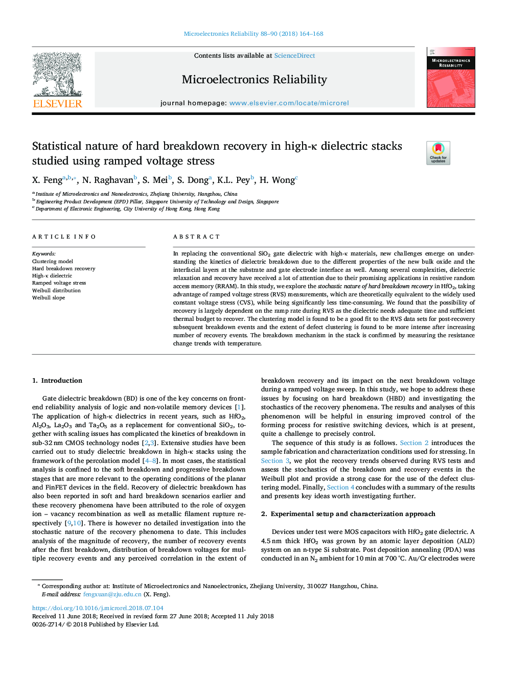 Statistical nature of hard breakdown recovery in high-Îº dielectric stacks studied using ramped voltage stress