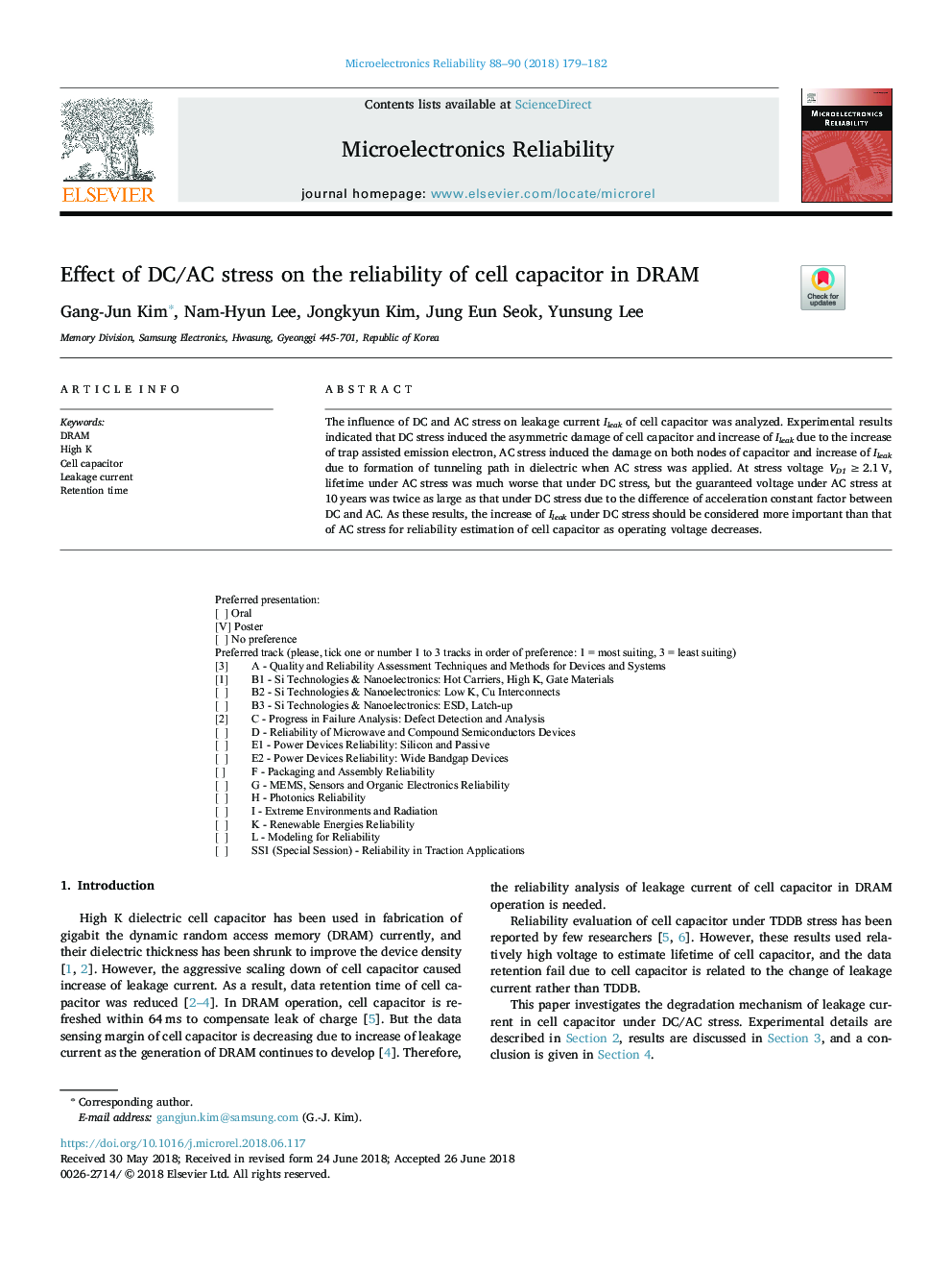 Effect of DC/AC stress on the reliability of cell capacitor in DRAM