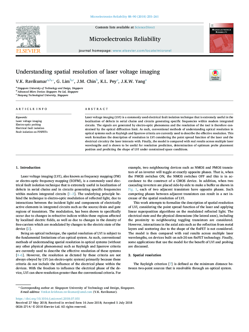 Understanding spatial resolution of laser voltage imaging