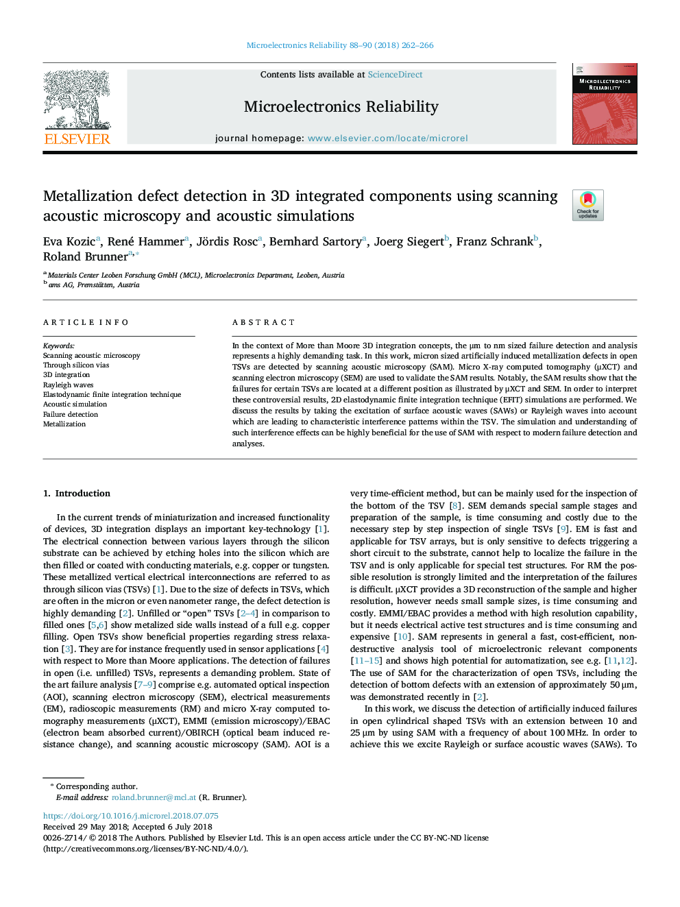 Metallization defect detection in 3D integrated components using scanning acoustic microscopy and acoustic simulations