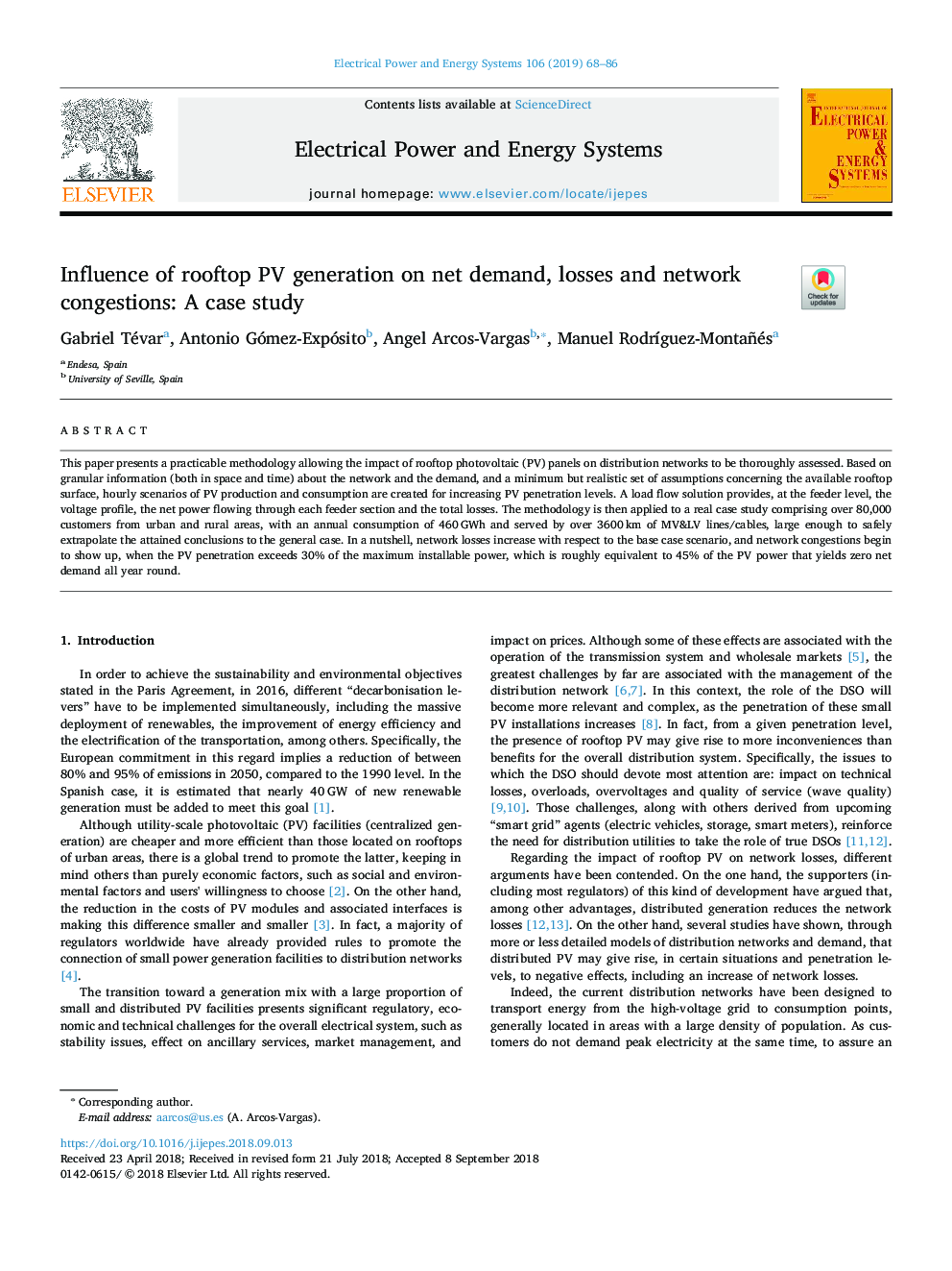 Influence of rooftop PV generation on net demand, losses and network congestions: A case study