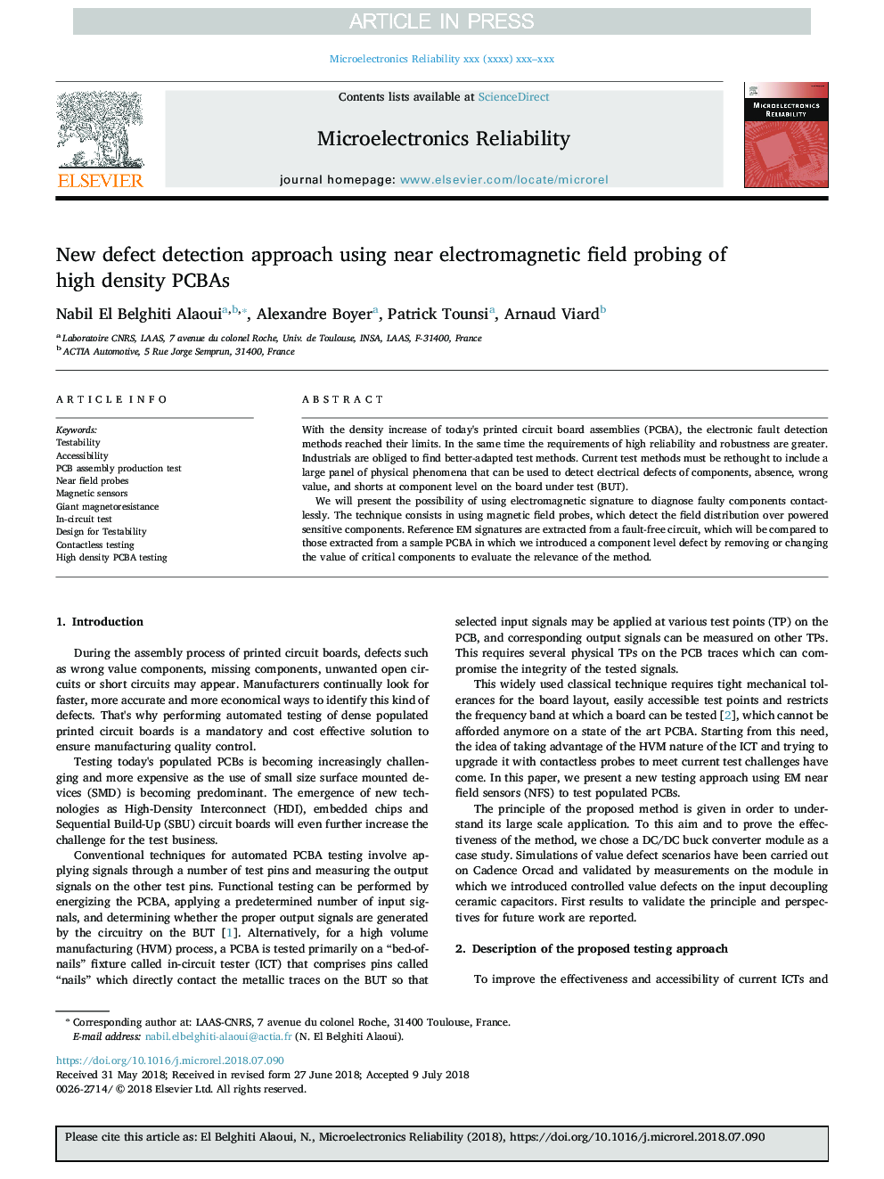 New defect detection approach using near electromagnetic field probing of high density PCBAs