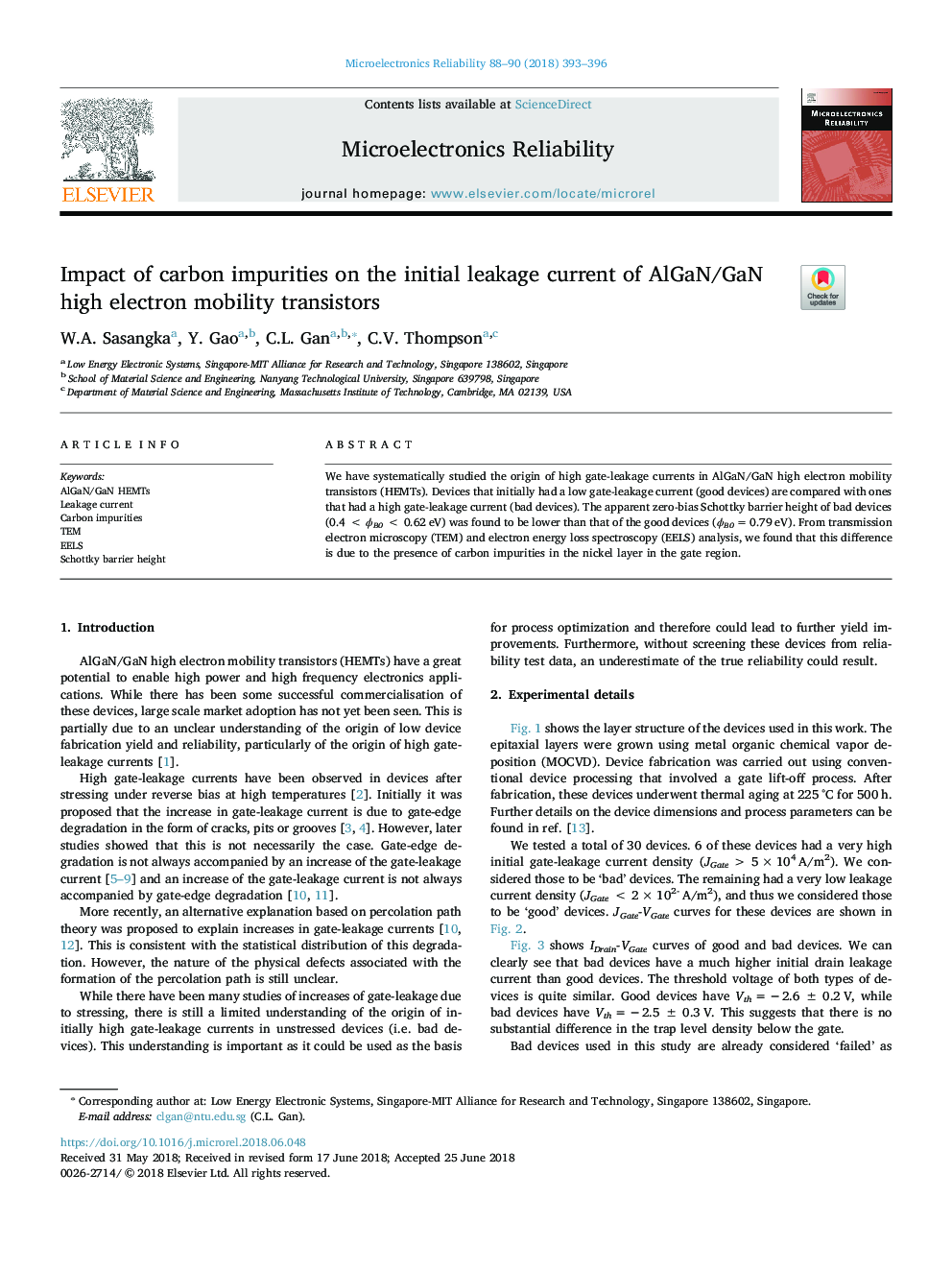 Impact of carbon impurities on the initial leakage current of AlGaN/GaN high electron mobility transistors