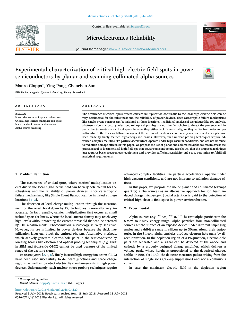 Experimental characterization of critical high-electric field spots in power semiconductors by planar and scanning collimated alpha sources