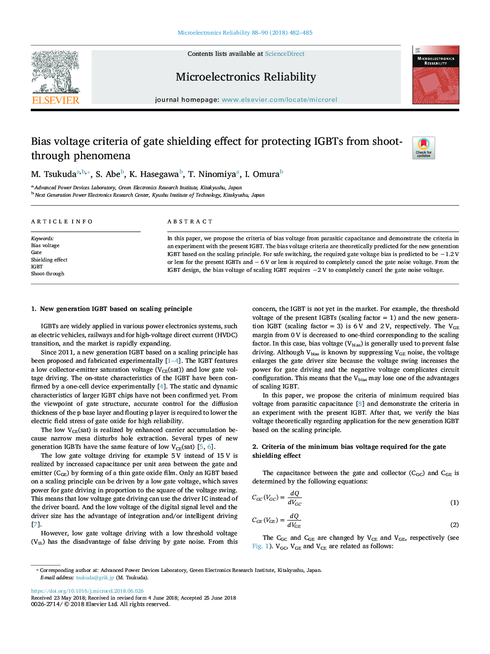 Bias voltage criteria of gate shielding effect for protecting IGBTs from shoot-through phenomena