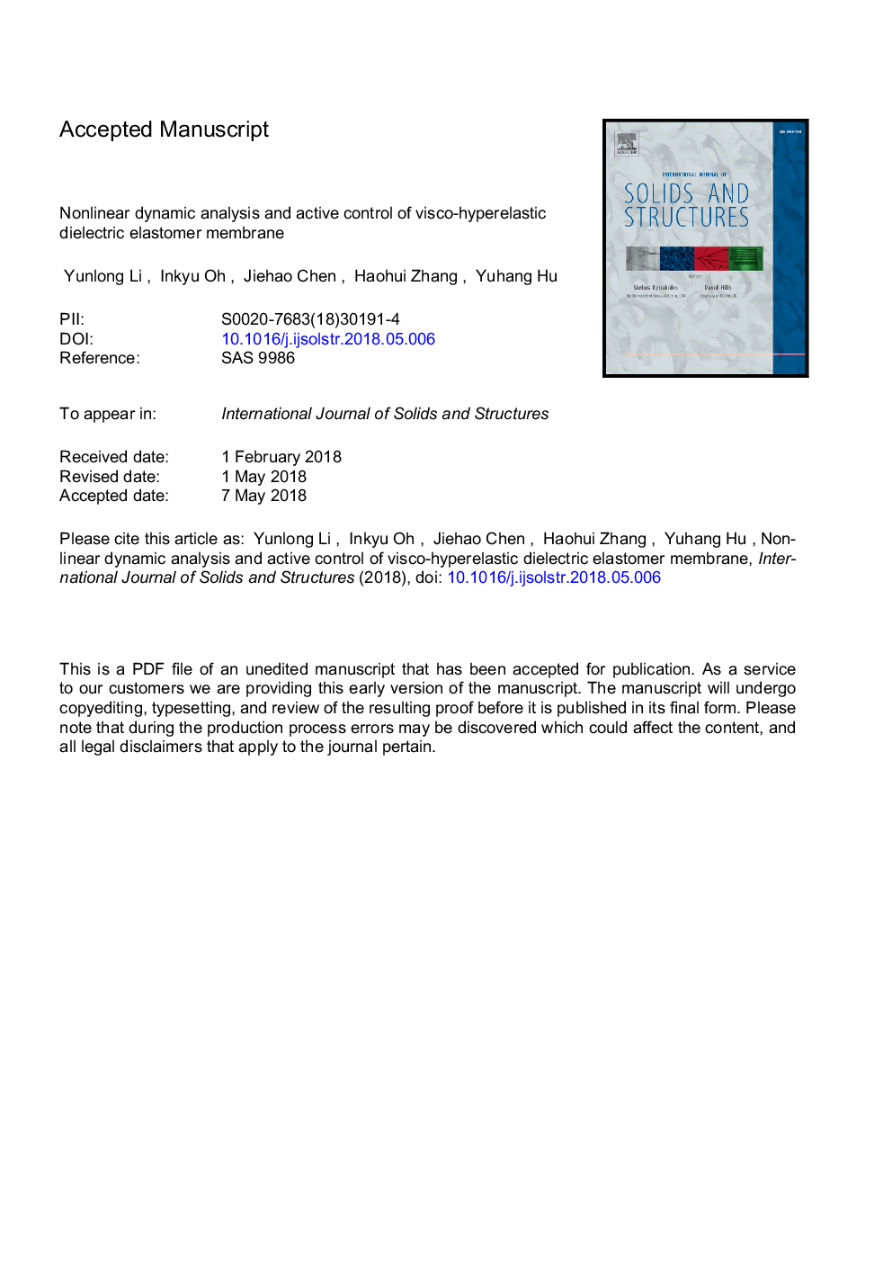 Nonlinear dynamic analysis and active control of visco-hyperelastic dielectric elastomer membrane