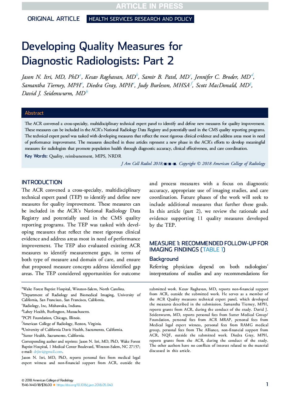 توسعه روش های کیفی برای رادیولوژیست های تشخیصی: قسمت 2