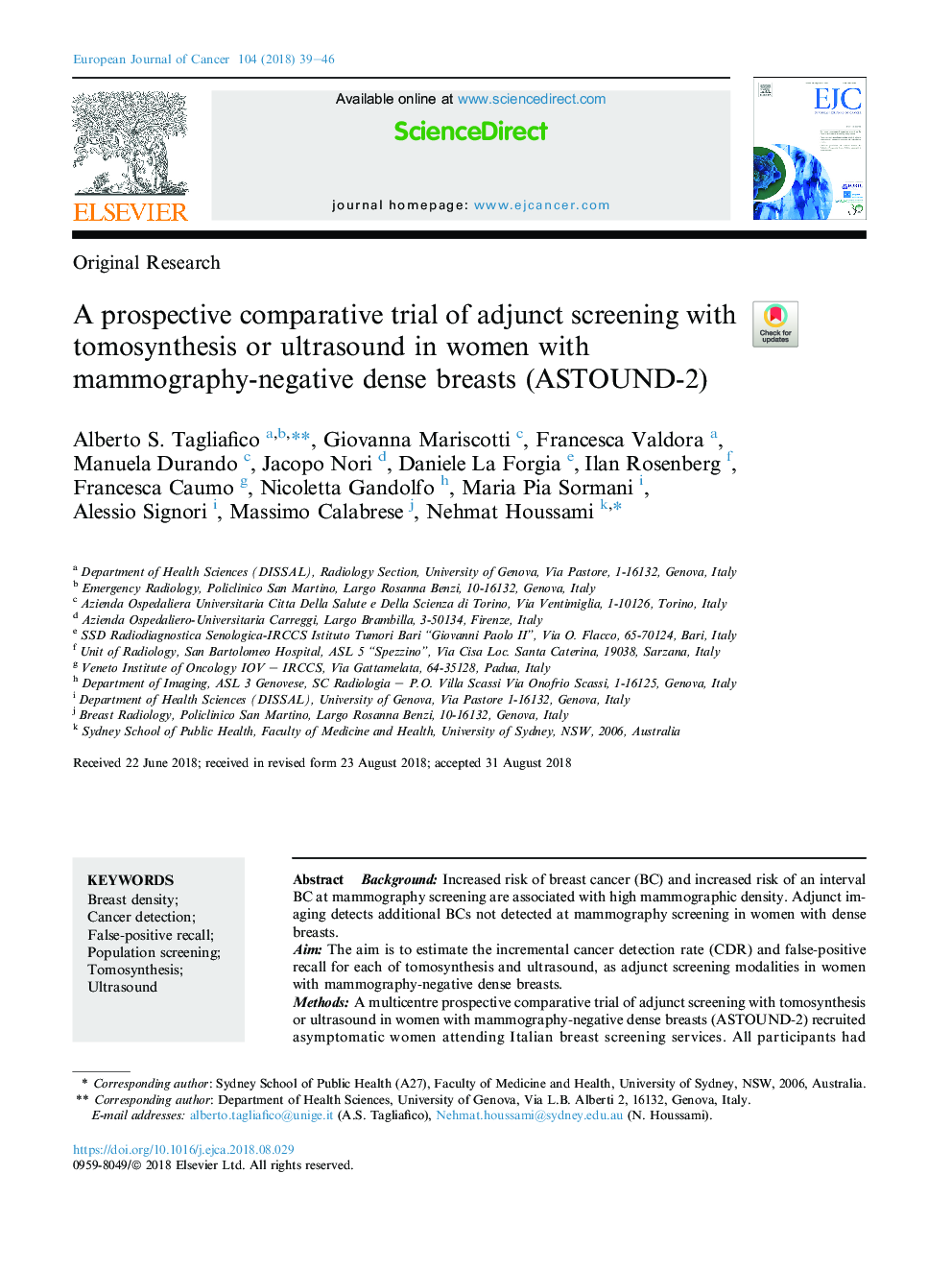 A prospective comparative trial of adjunct screening with tomosynthesis or ultrasound in women with mammography-negative dense breasts (ASTOUND-2)