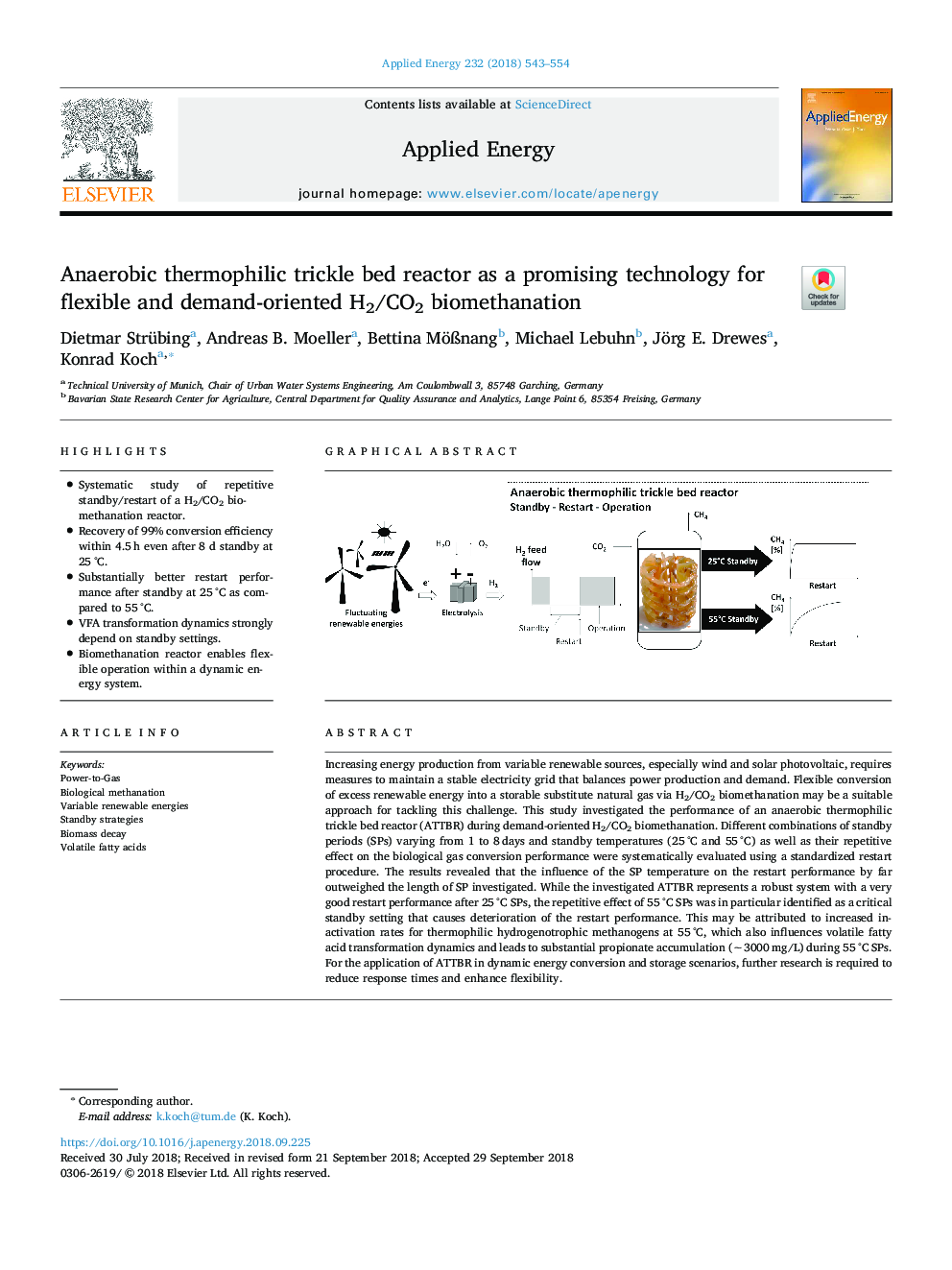 Anaerobic thermophilic trickle bed reactor as a promising technology for flexible and demand-oriented H2/CO2 biomethanation