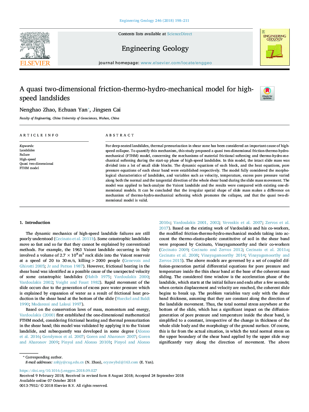 A quasi two-dimensional friction-thermo-hydro-mechanical model for high-speed landslides