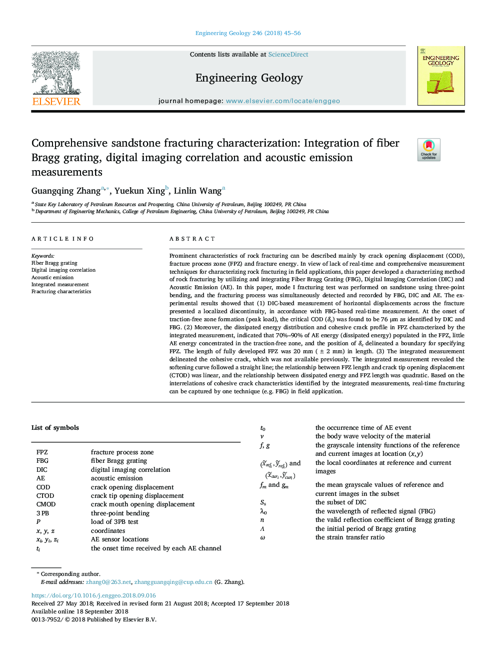 Comprehensive sandstone fracturing characterization: Integration of fiber Bragg grating, digital imaging correlation and acoustic emission measurements