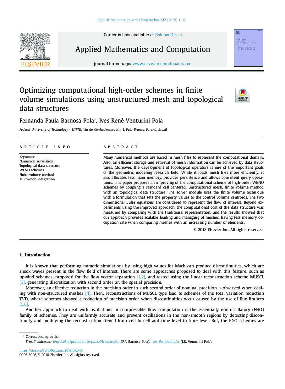 Optimizing computational high-order schemes in finite volume simulations using unstructured mesh and topological data structures