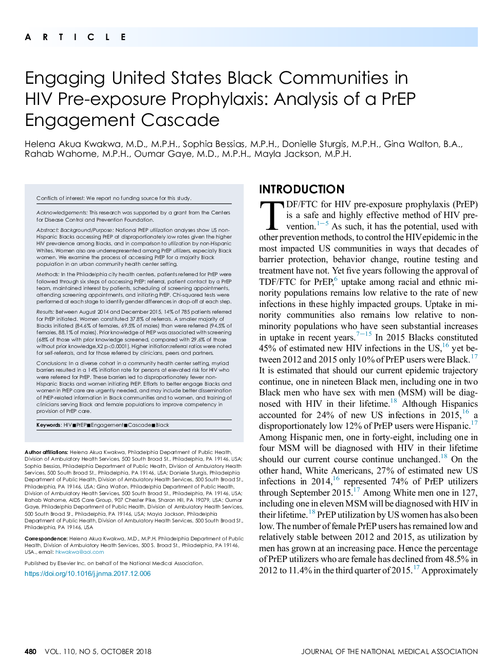 Engaging United States Black Communities in HIV Pre-exposure Prophylaxis: Analysis of a PrEP Engagement Cascade