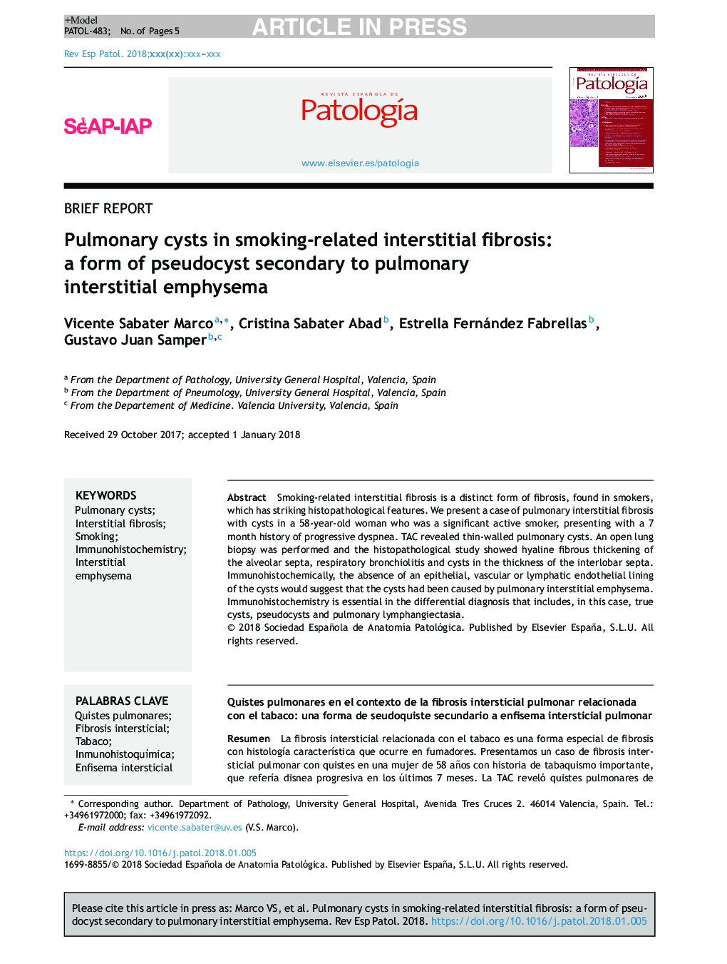 Pulmonary cysts in smoking-related interstitial fibrosis: a form of pseudocyst secondary to pulmonary interstitial emphysema