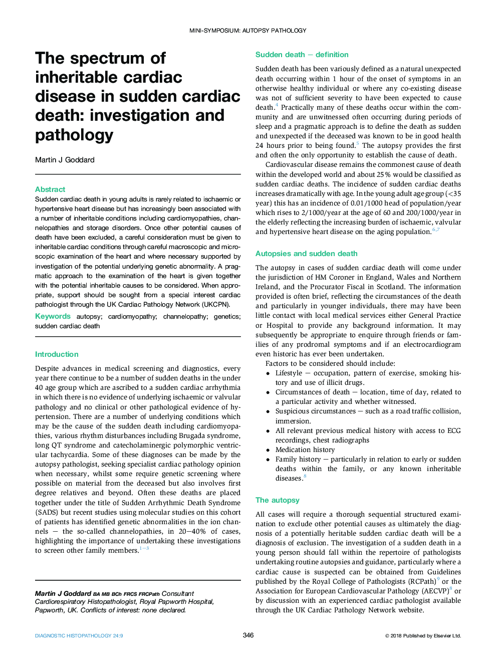 The spectrum of inheritable cardiac disease in sudden cardiac death: investigation and pathology