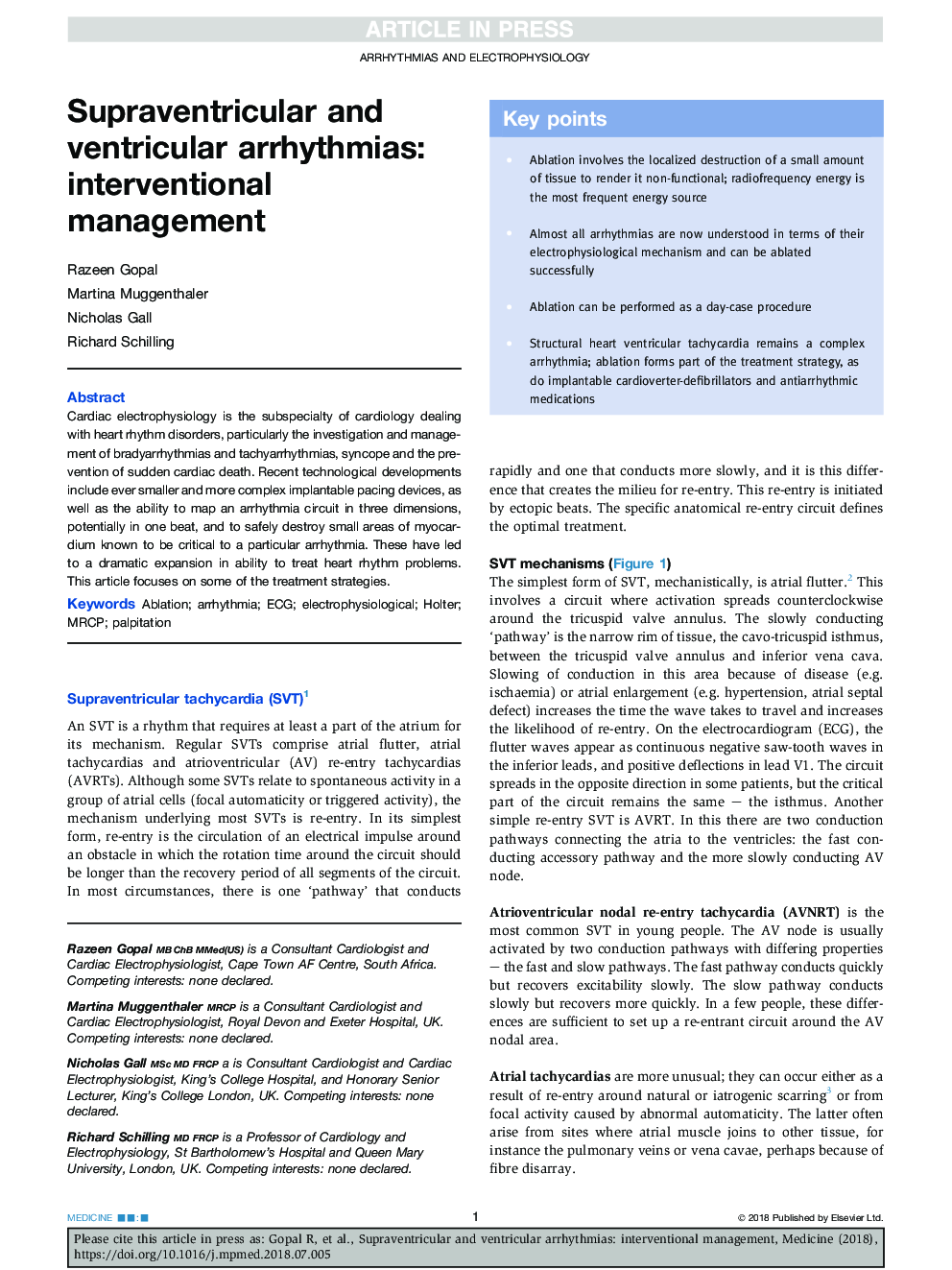 Supraventricular and ventricular arrhythmias: interventional management