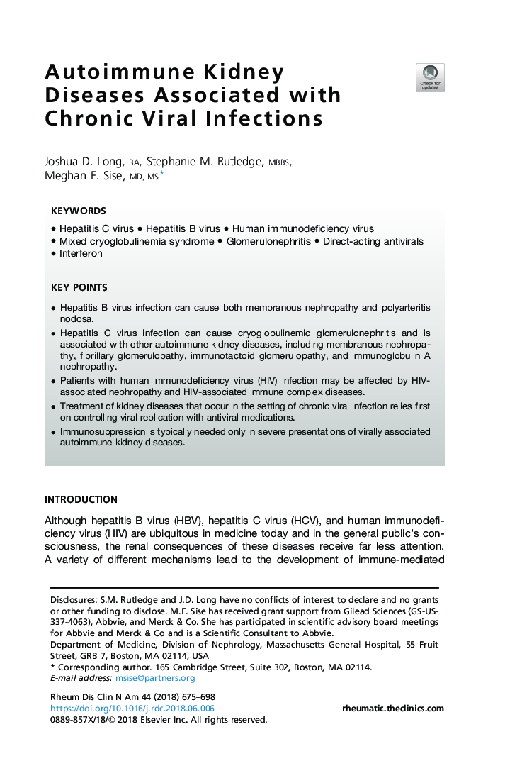 Autoimmune Kidney Diseases Associated with Chronic Viral Infections