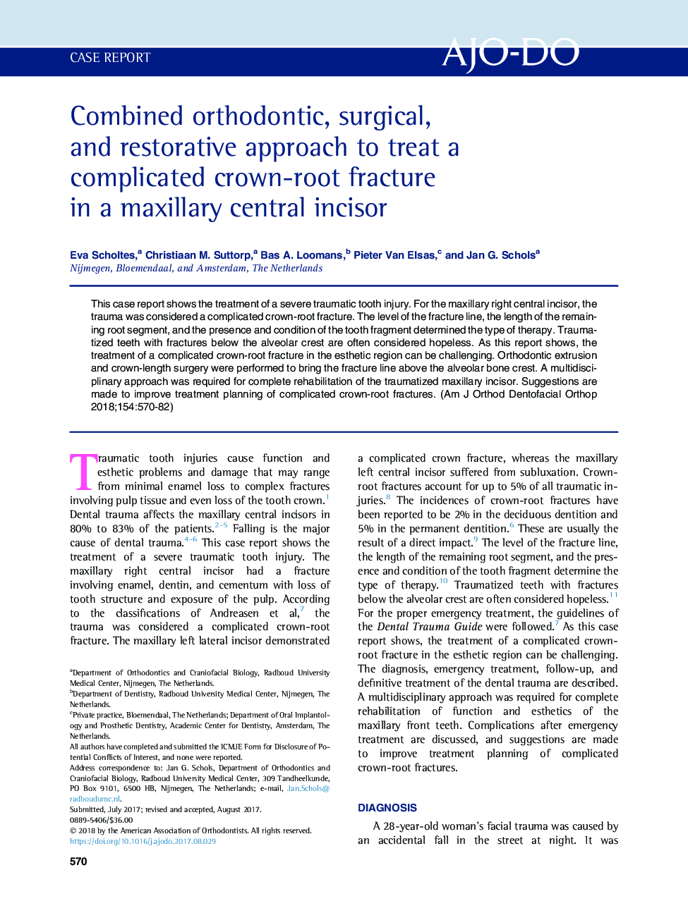 Combined orthodontic, surgical, and restorative approach to treat a complicated crown-root fracture in a maxillary central incisor