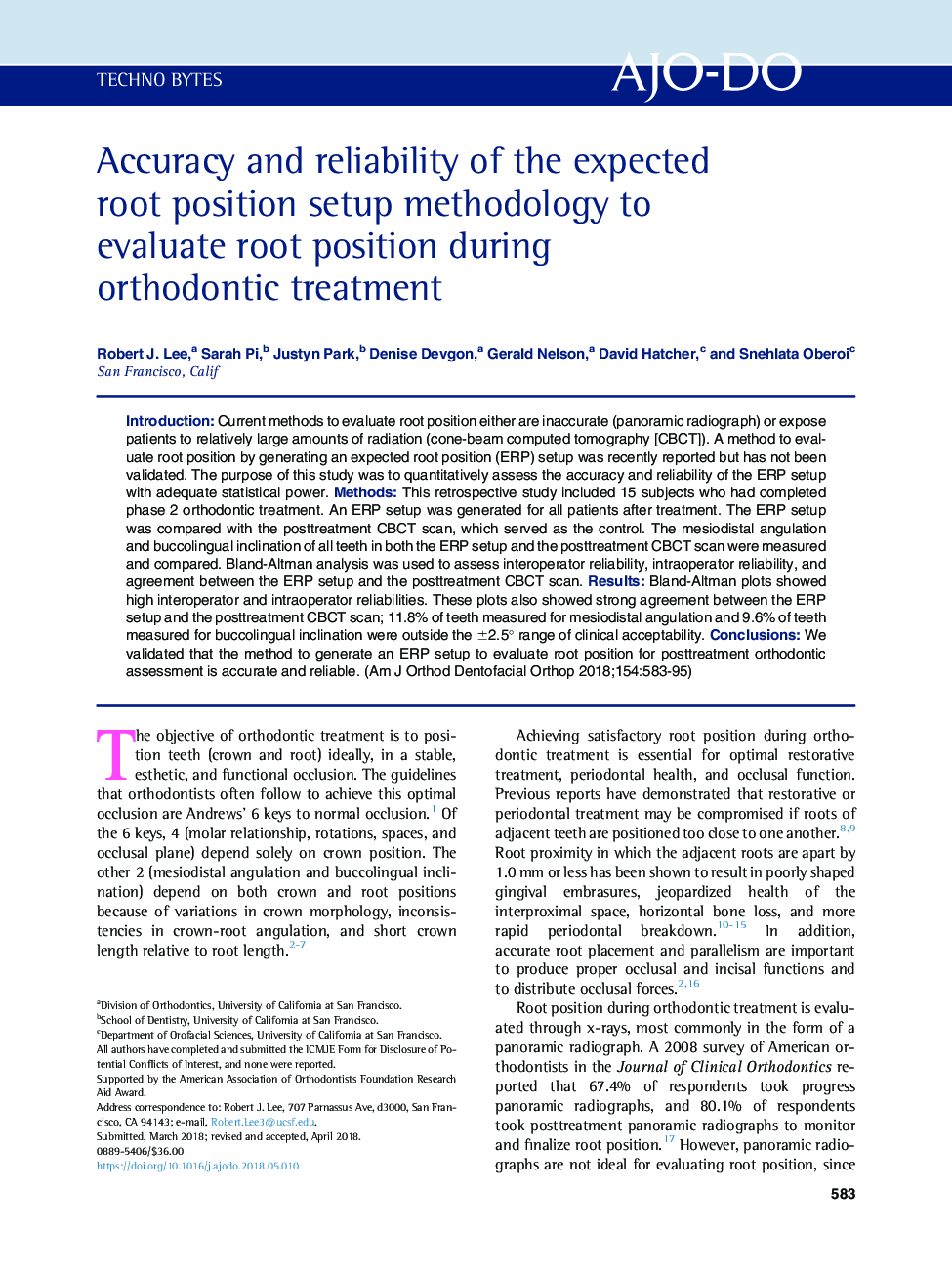 Accuracy and reliability of the expected root position setup methodology to evaluate root position during orthodontic treatment