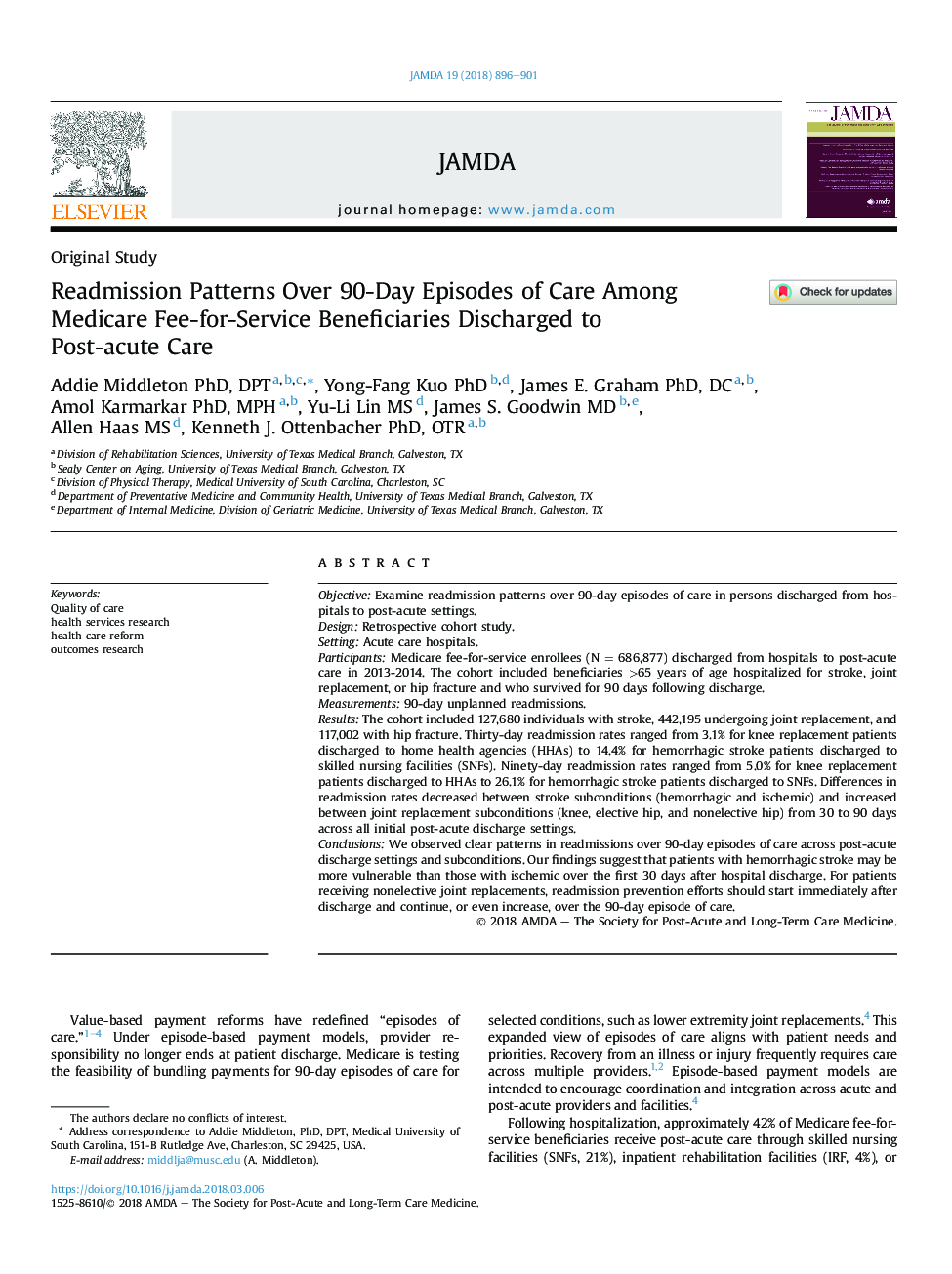 Readmission Patterns Over 90-Day Episodes of Care Among Medicare Fee-for-Service Beneficiaries Discharged to Post-acute Care